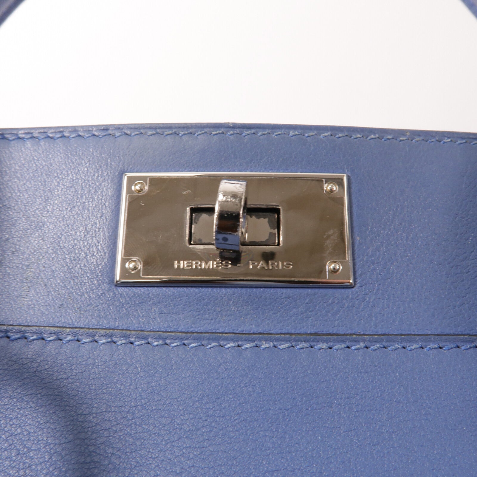 HERMES Swift皮革Toolbox 20手挽肩背兩用袋Bleu Agate