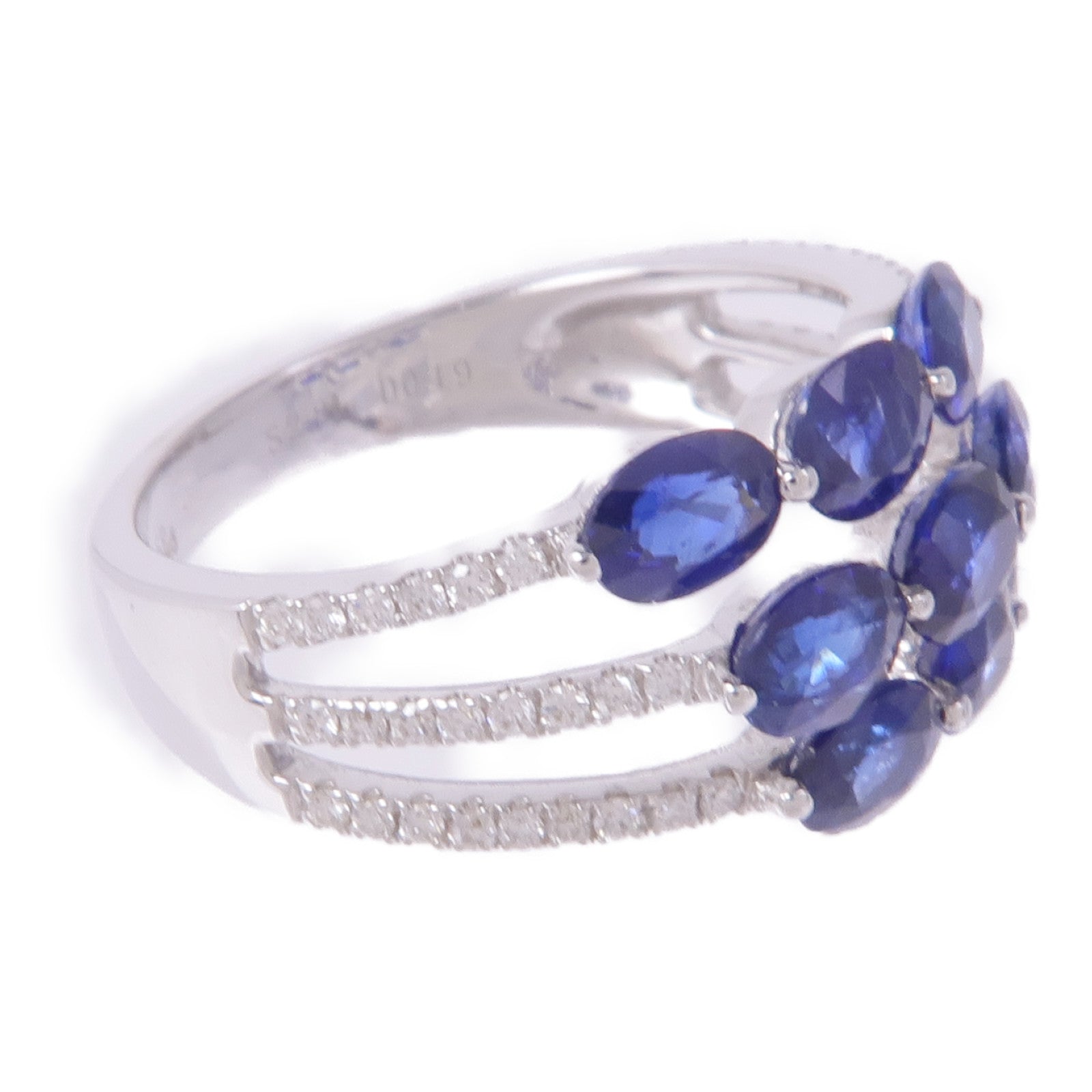 JEWELRY 【激減優惠】18K白金/藍寶石Sapphire Diamond Ring鑽石戒指US#6.5