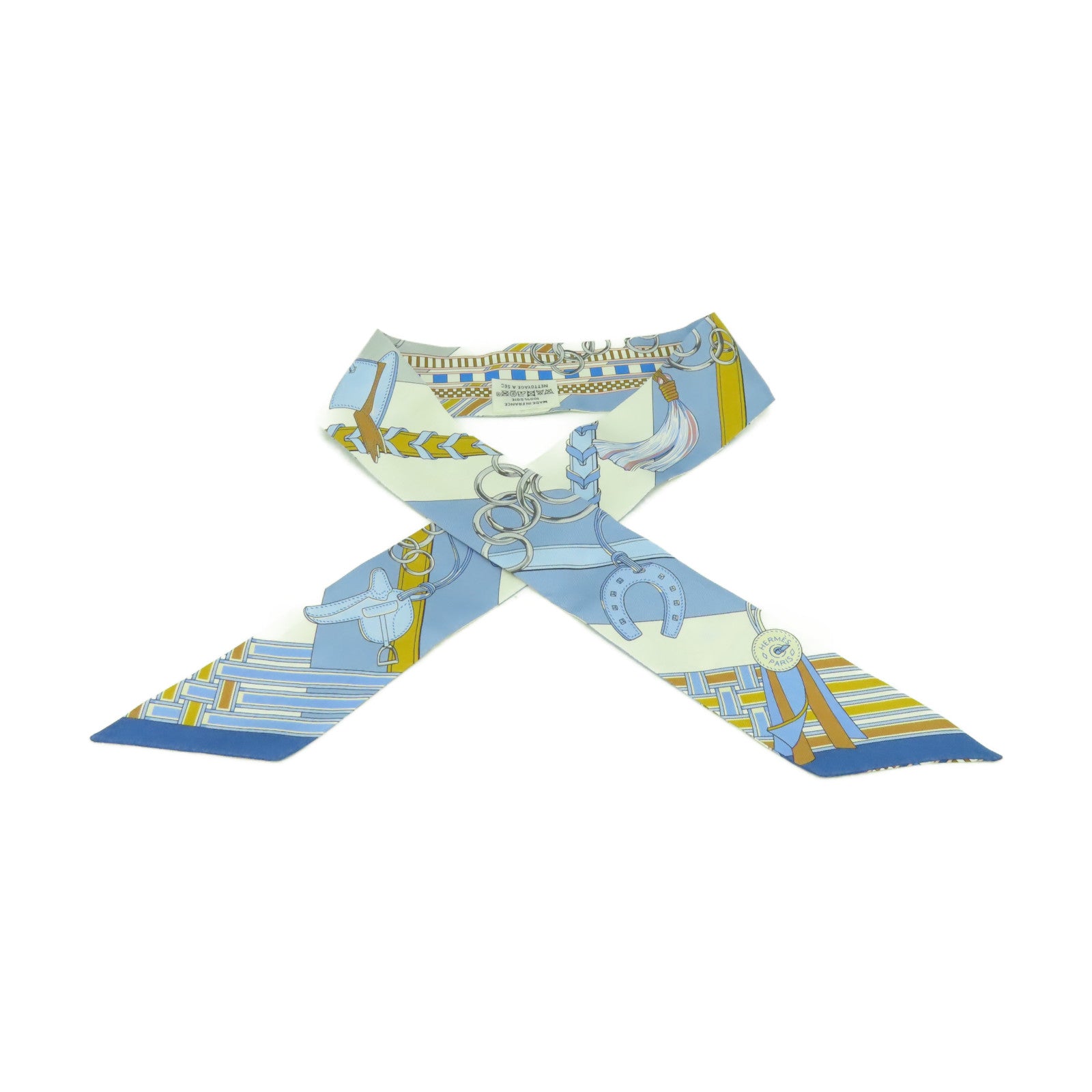 HERMES 【激減優惠】絲質Twilly絲巾藍色