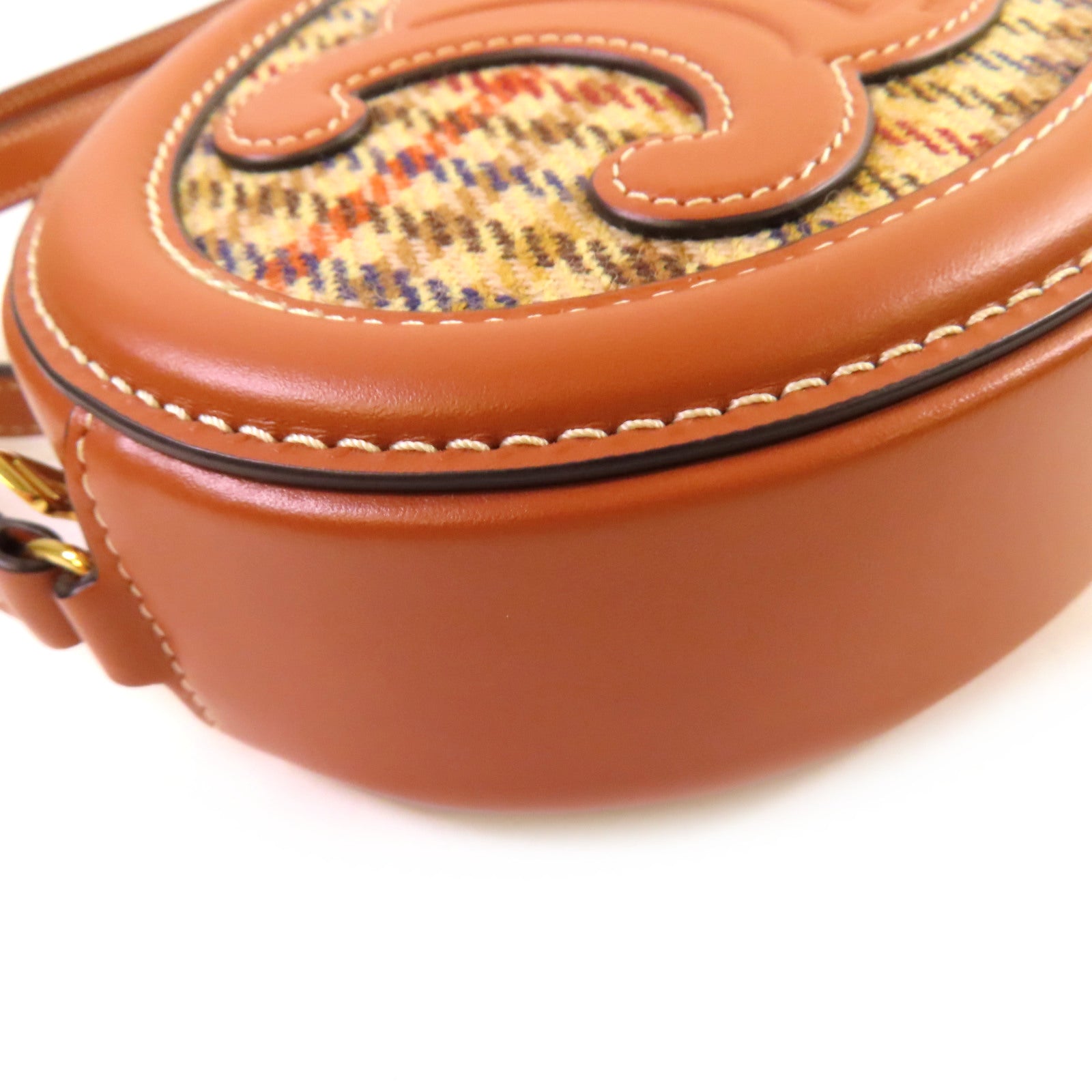 CELINE 粗花呢/牛皮皮革Oval Purse Cuir Triomphe Crossbody Shoulder Bag金扣肩背袋啡色