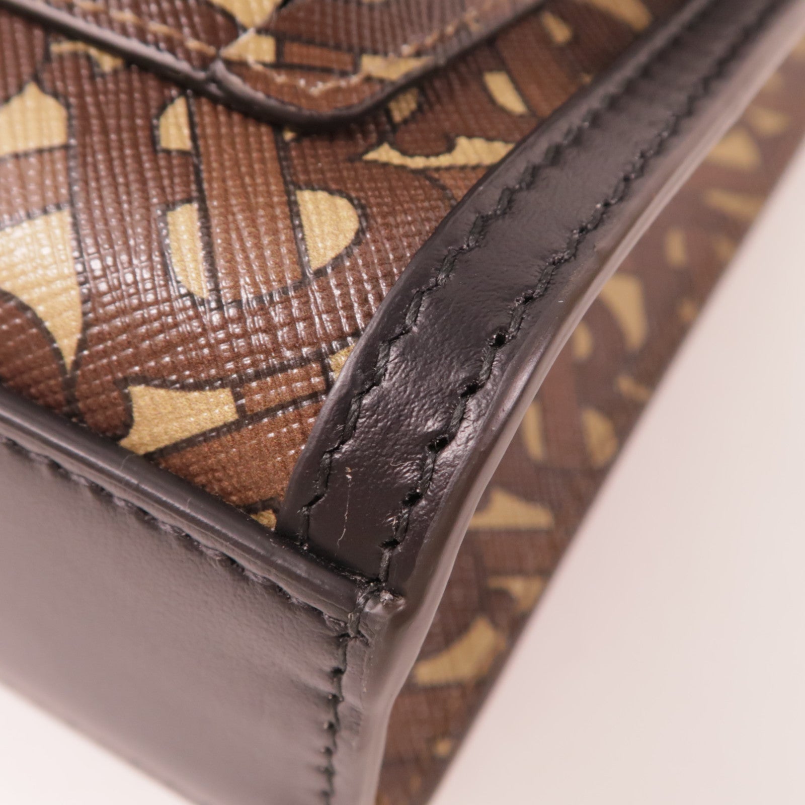 BURBERRY 塗層帆布Shoulder Bag金扣手挽肩背兩用袋