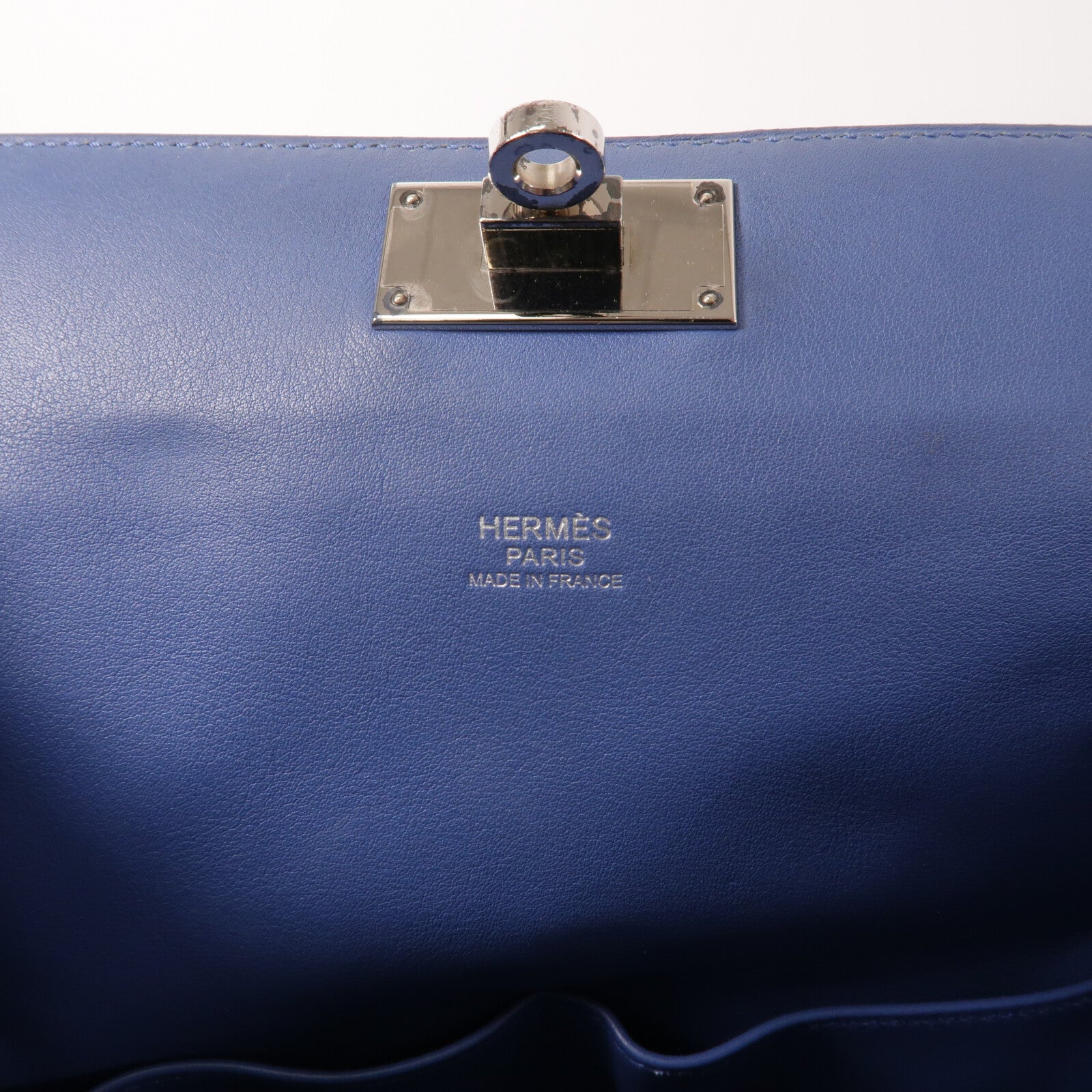 HERMES Swift皮革Toolbox 20手挽肩背兩用袋Bleu Agate
