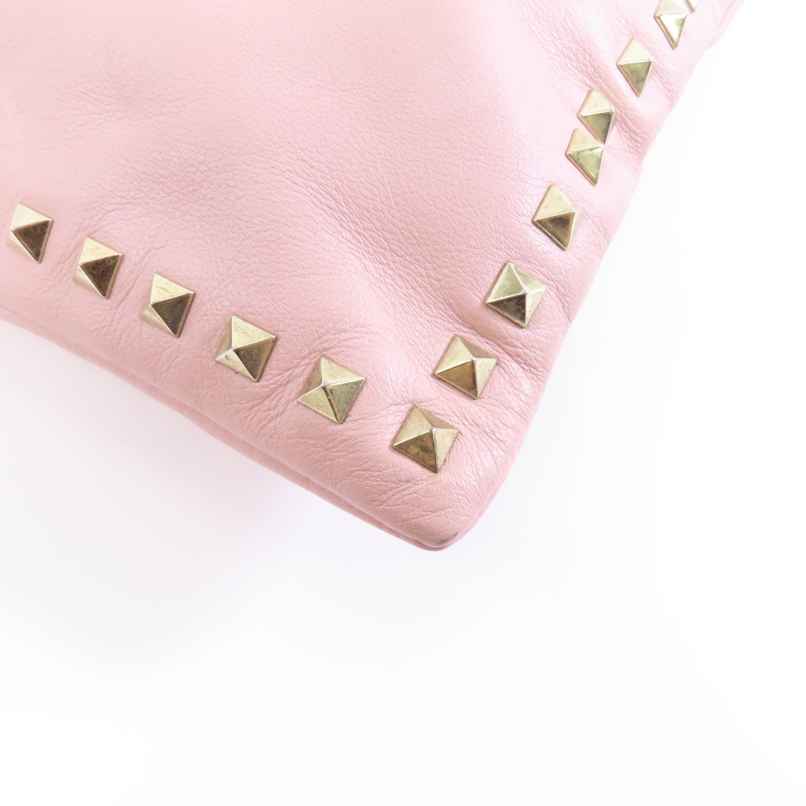 Valentino 【激減優惠】牛皮皮革Clutch Bag金扣手拿包粉紅色