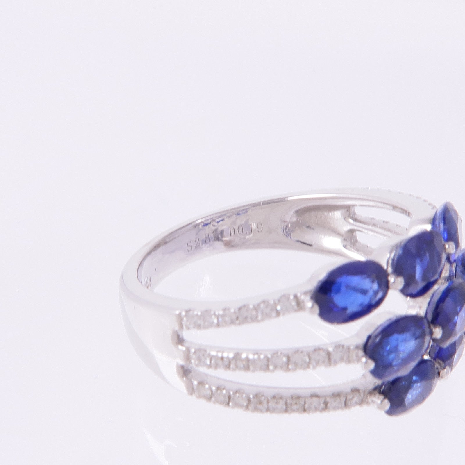 JEWELRY 【激減優惠】18K白金/藍寶石Sapphire Diamond Ring鑽石戒指US#6.5