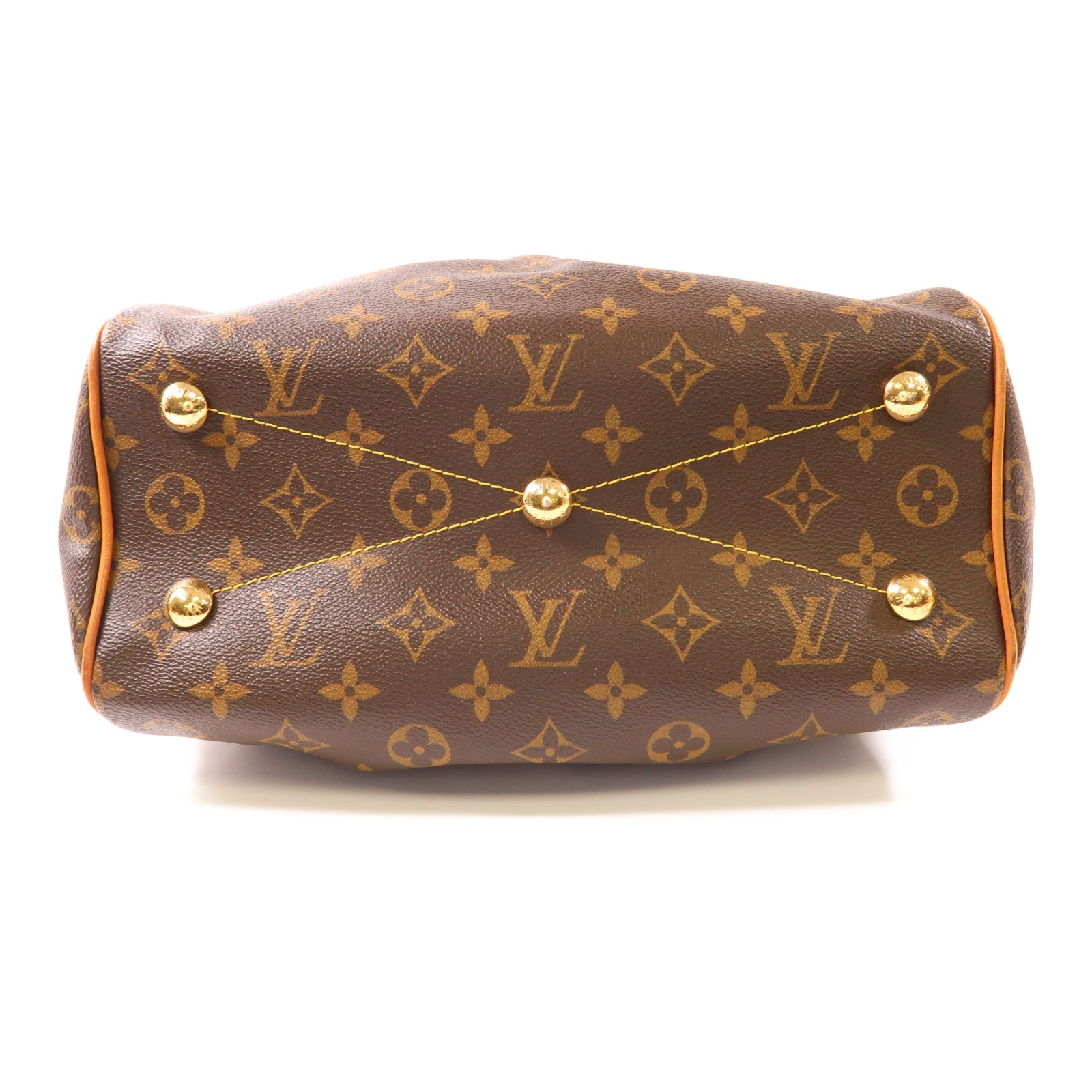 LOUIS VUITTON Monogram Tivoli PM金扣手挽袋棕色