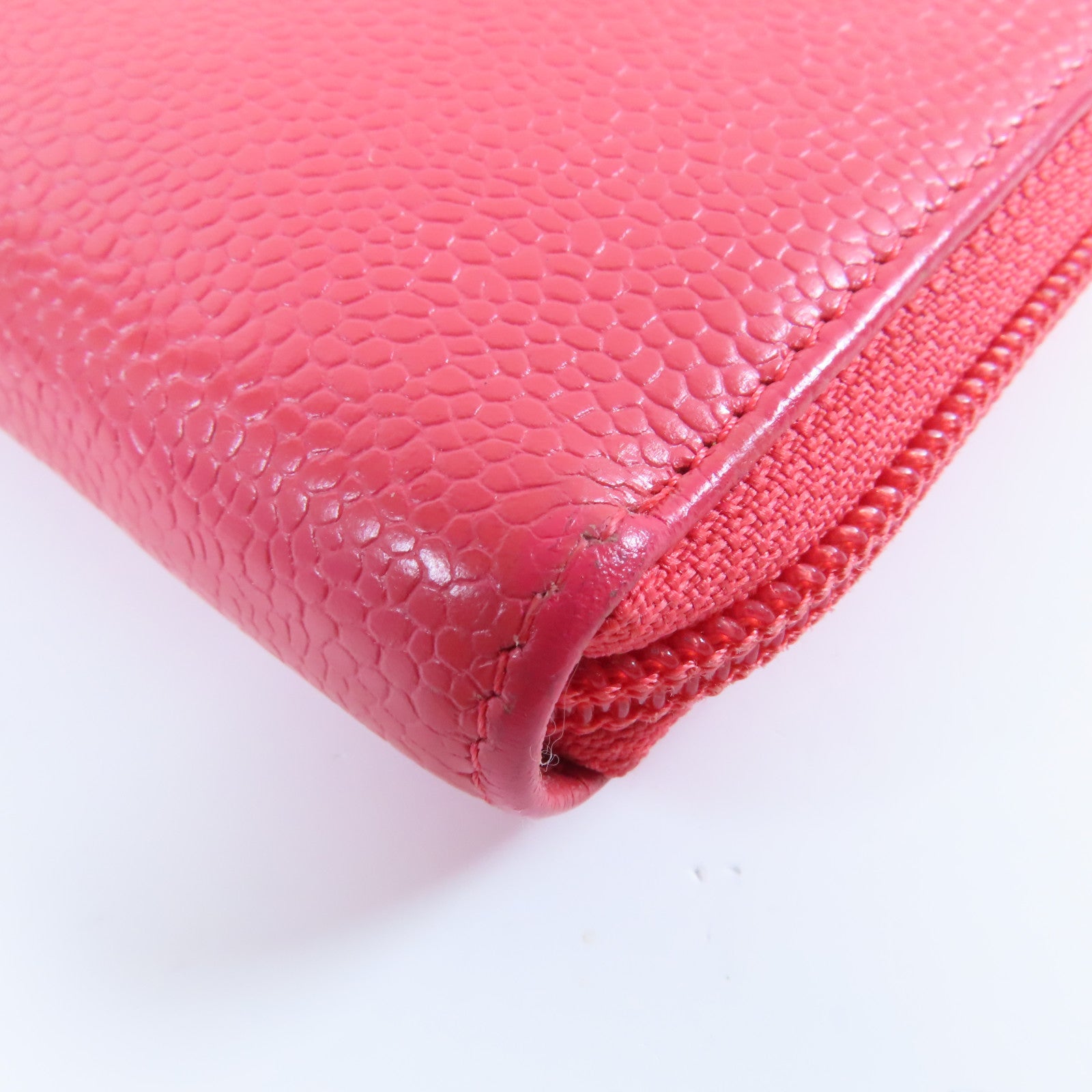 CHANEL 【激減優惠】Caviar皮革Long Wallet金扣長錢包粉紅色