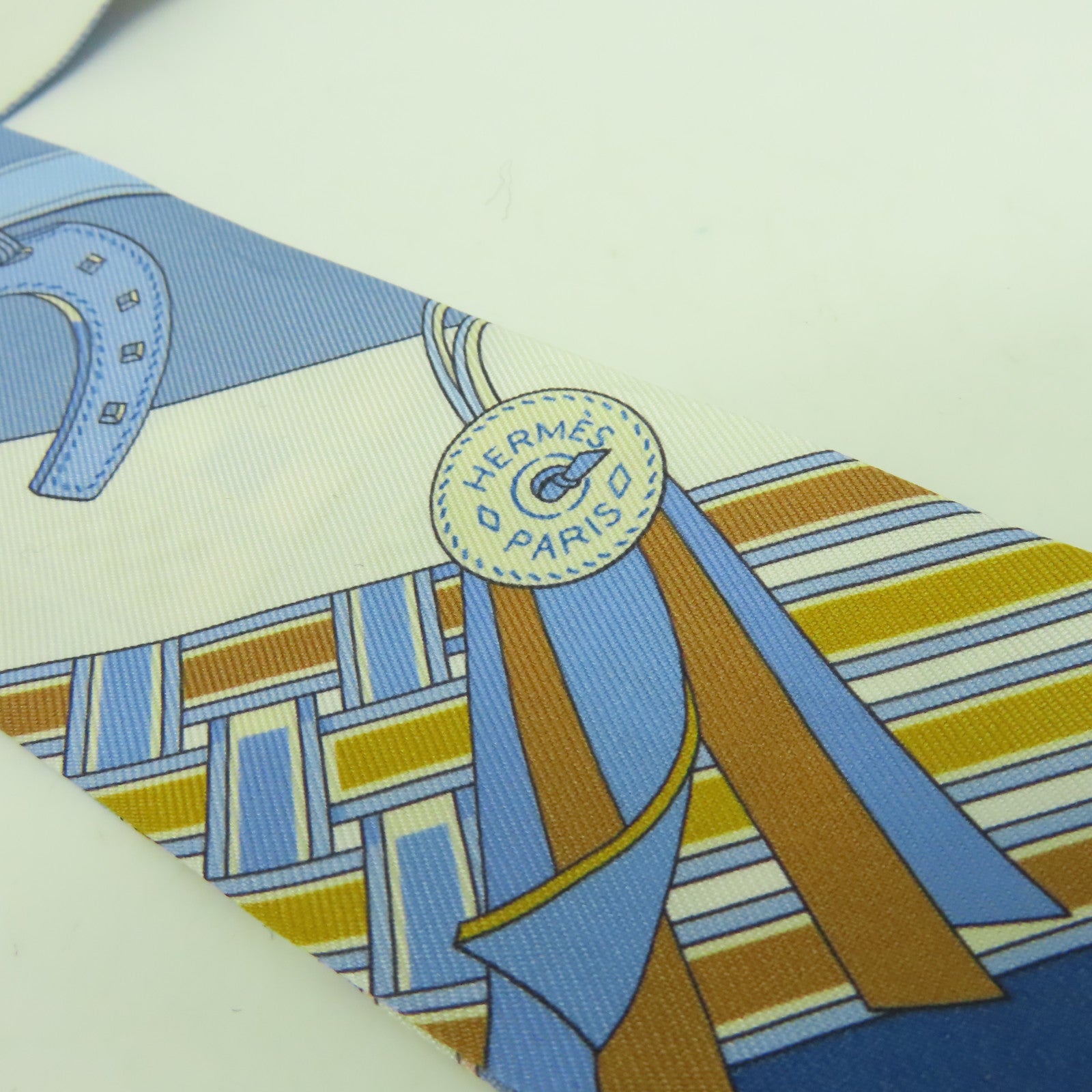 HERMES 【激減優惠】絲質Twilly絲巾藍色