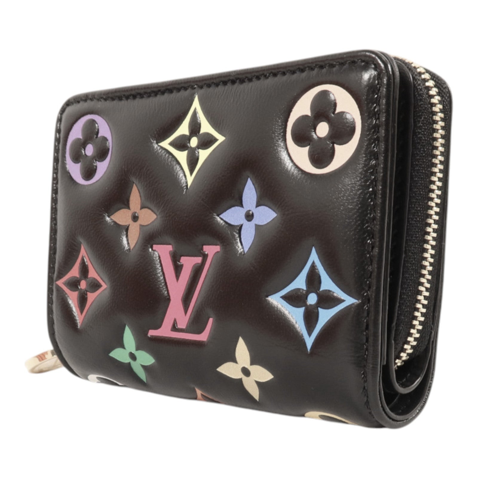LOUIS VUITTON Monogram Embossed羊皮皮革LVxTM Lou Wallet金扣錢包