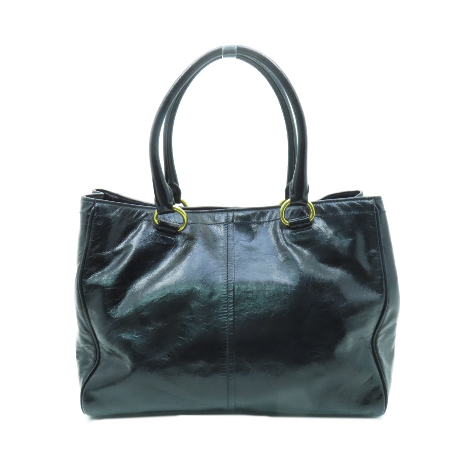 PRADA 【激減優惠】牛皮皮革2way Shoulder Bag金扣手挽肩背兩用袋黒色