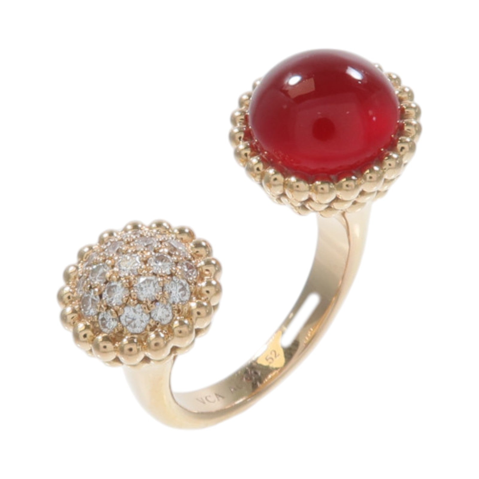 Van Cleef & Arpels 18K玫瑰金Prelee Couleurs Betwenn The Finger紅玉髓/鑽石戒指