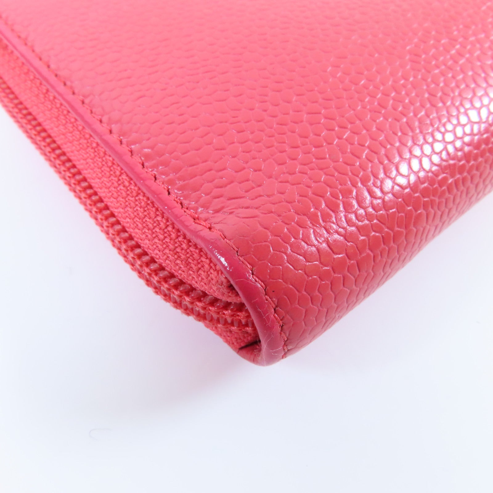 CHANEL 【激減優惠】Caviar皮革Long Wallet金扣長錢包粉紅色