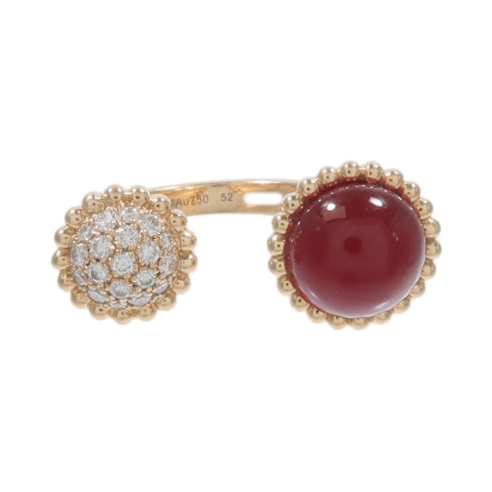 Van Cleef & Arpels 18K玫瑰金Prelee Couleurs Betwenn The Finger紅玉髓/鑽石戒指