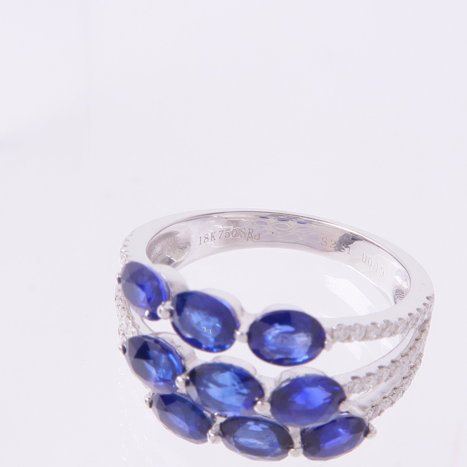JEWELRY 【激減優惠】18K白金/藍寶石Sapphire Diamond Ring鑽石戒指US#6.5