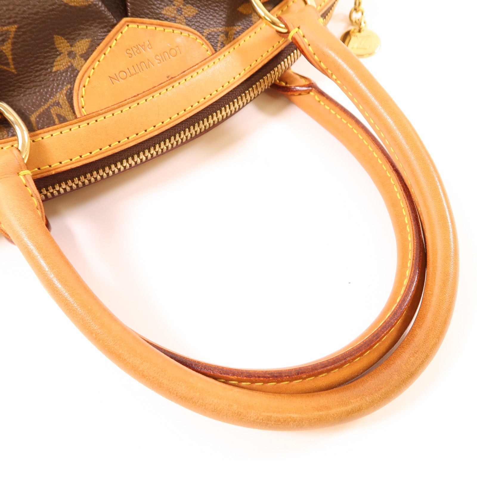 LOUIS VUITTON Monogram Tivoli PM金扣手挽袋棕色