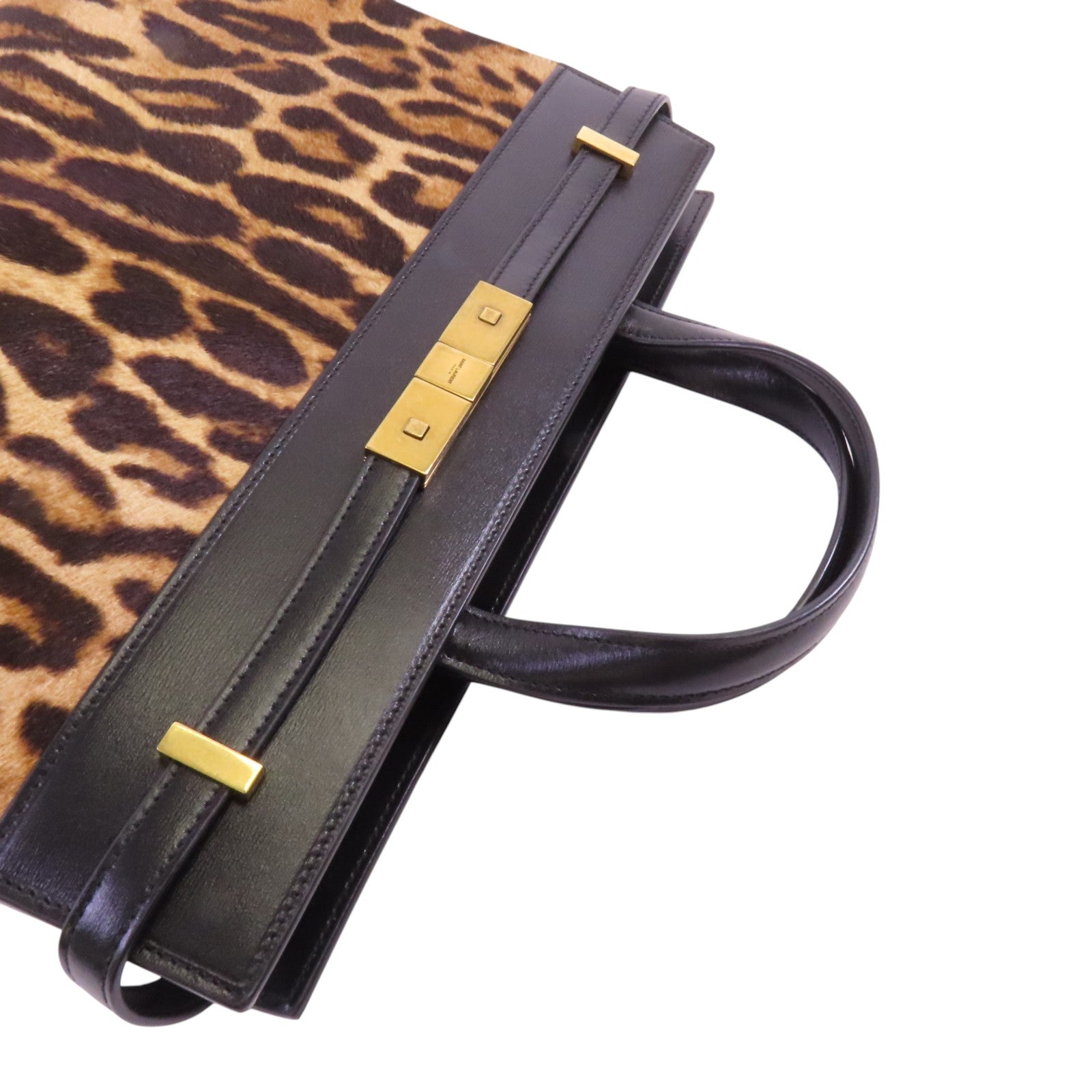 SAINT LAURENT 馬毛Manhattan金扣手挽肩背兩用袋