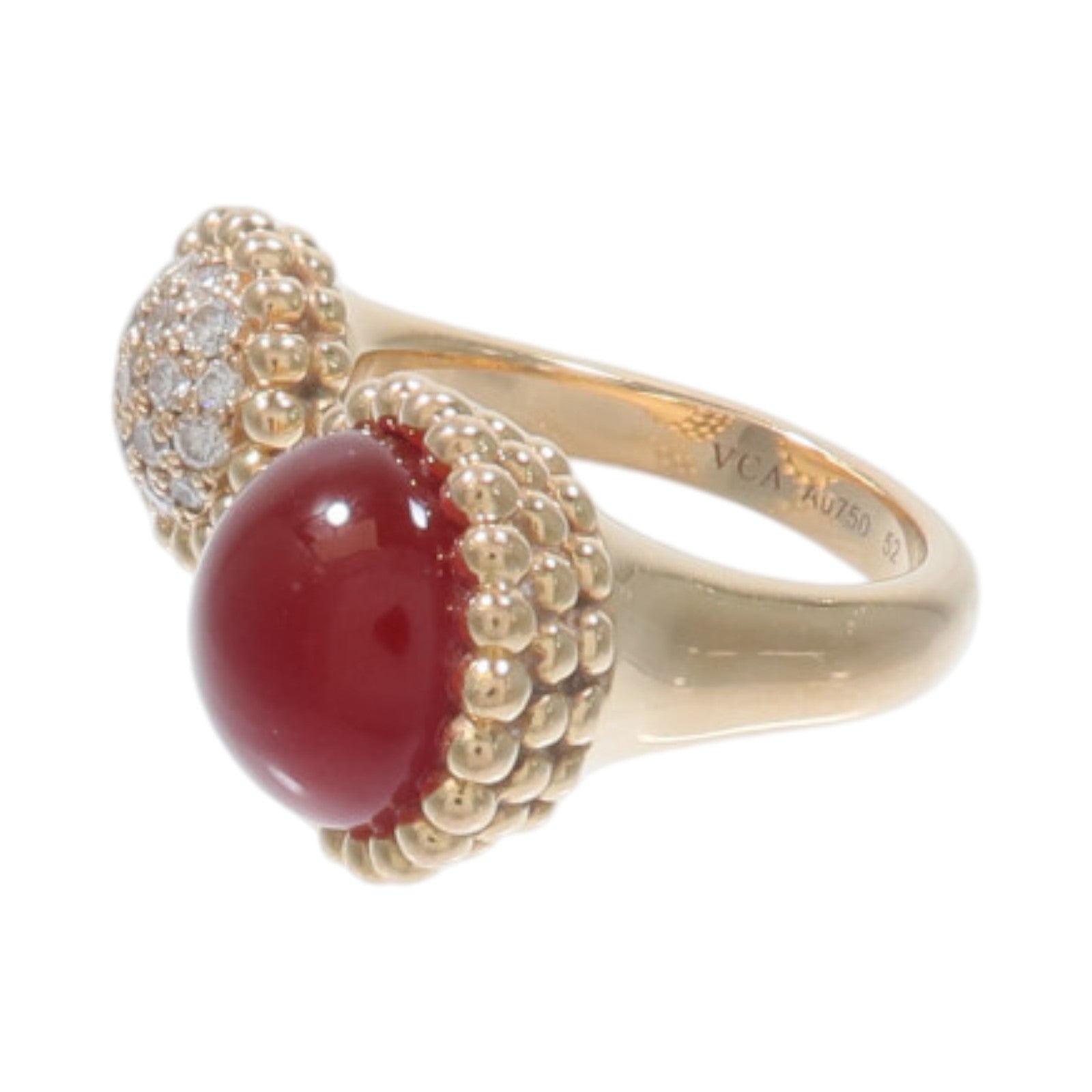 Van Cleef & Arpels 18K玫瑰金Prelee Couleurs Betwenn The Finger紅玉髓/鑽石戒指