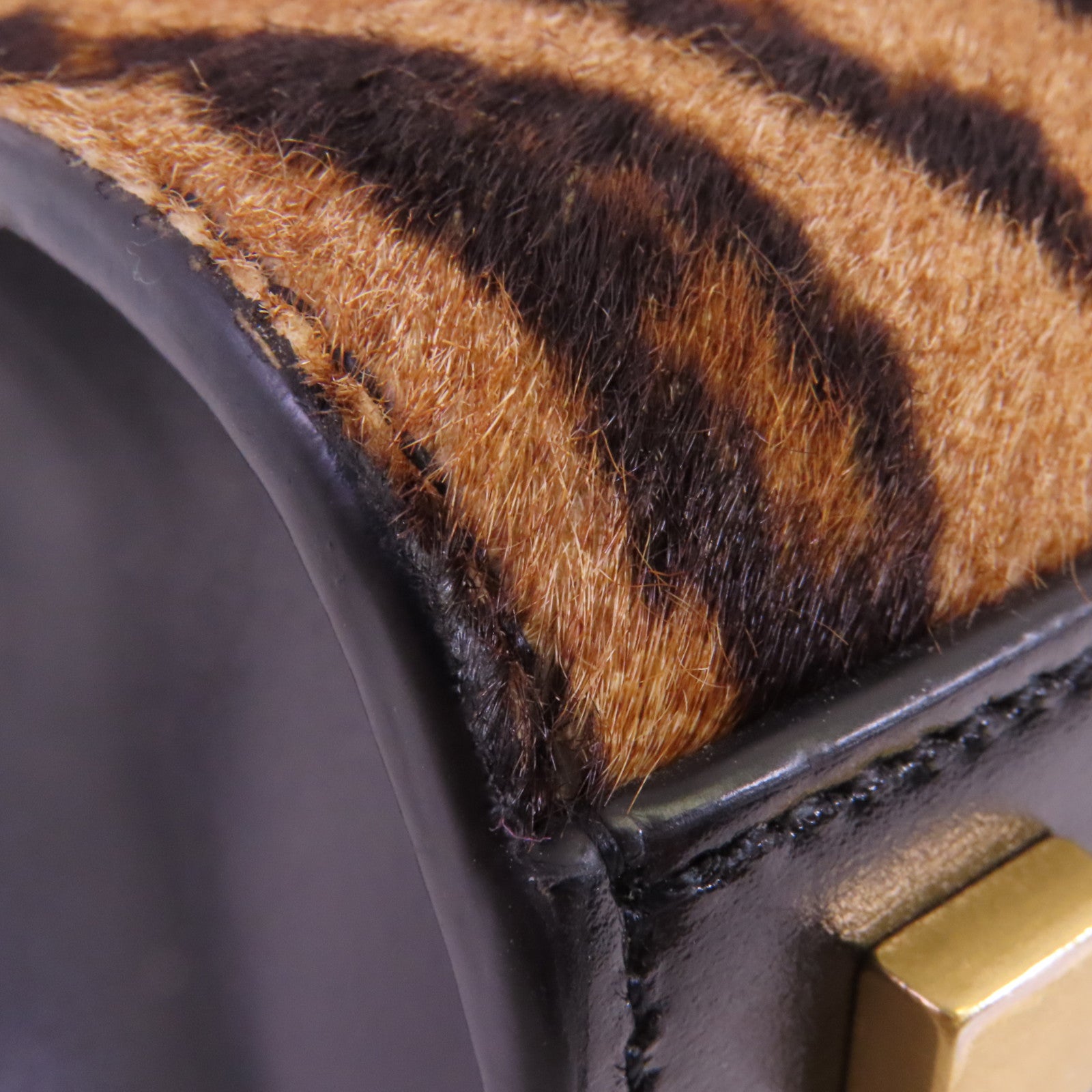 SAINT LAURENT 馬毛Manhattan金扣手挽肩背兩用袋