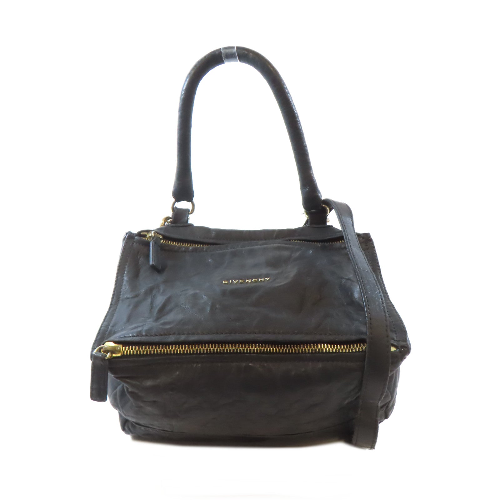 GIVENCHY 牛皮皮革Pandora Bag金扣手挽肩背兩用袋黑色