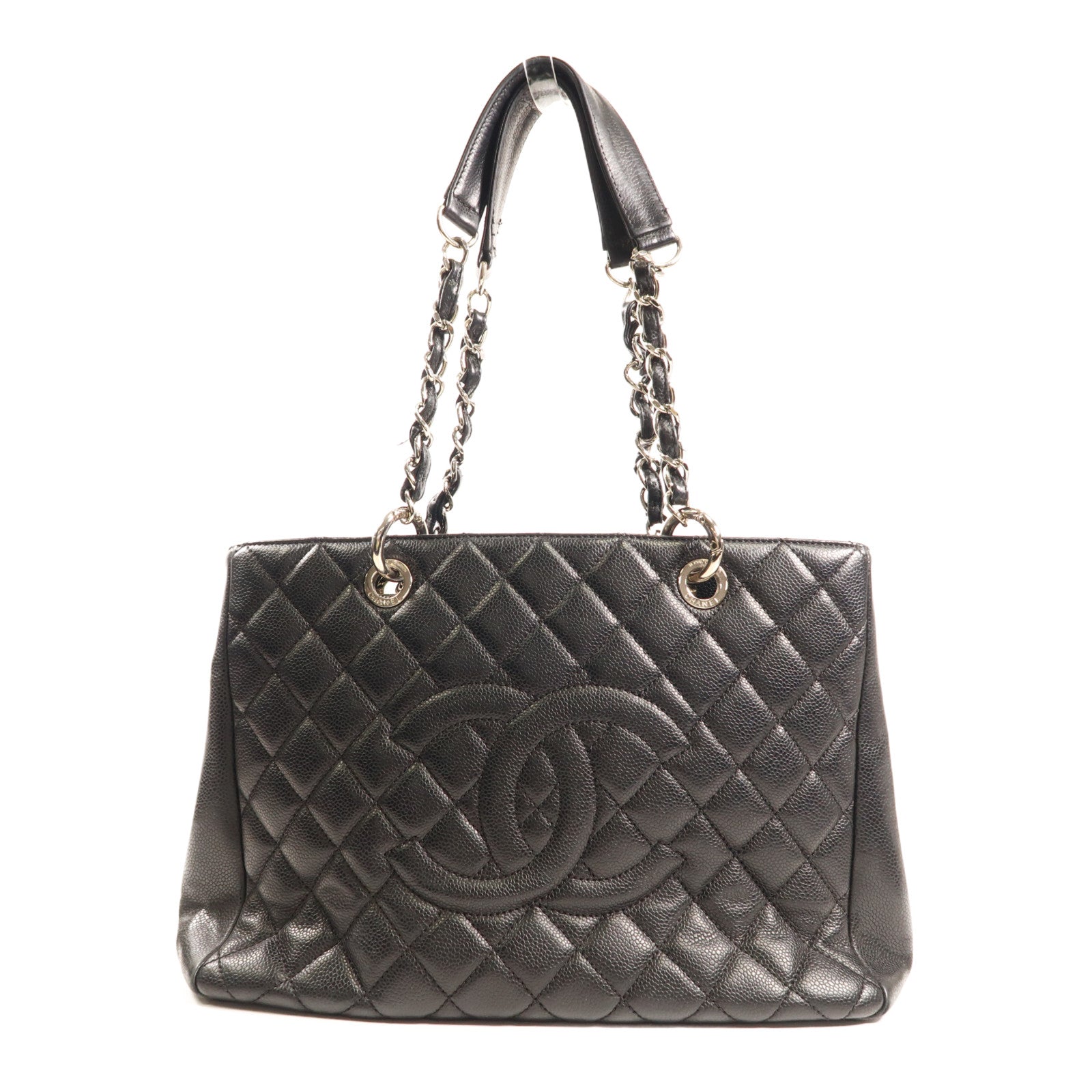 CHANEL 牛皮皮革GST Grand Shopping Tote Bag 銀扣鏈帶肩背袋