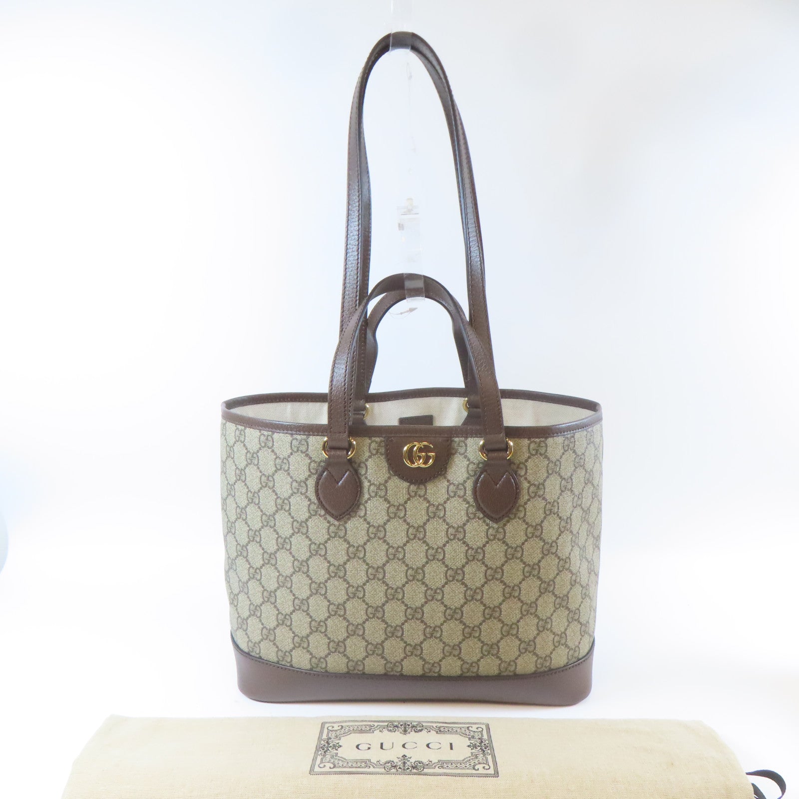 GUCCI 塗層帆布Ophidia GG金扣手挽肩背兩用袋啡色