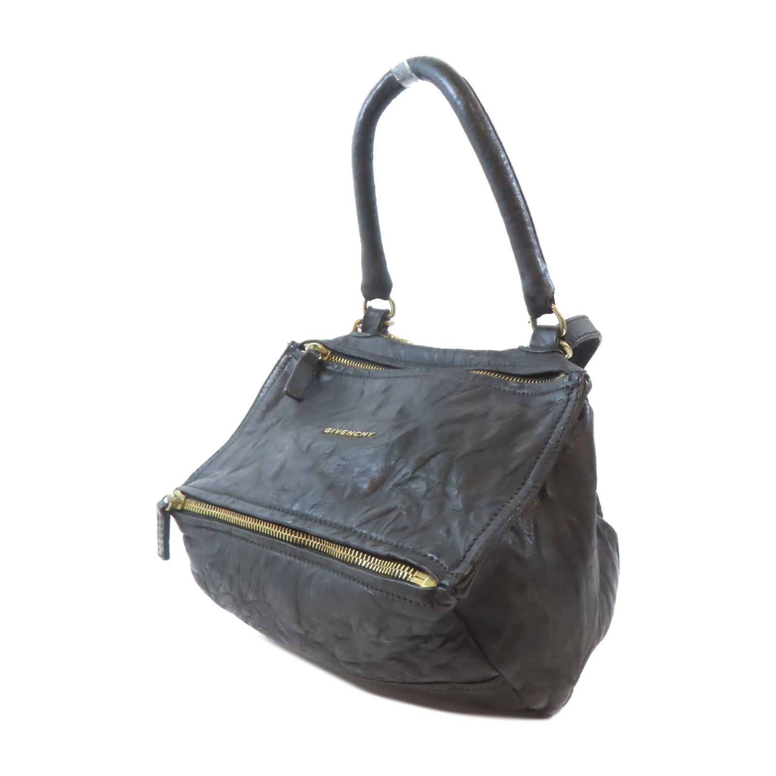 GIVENCHY 牛皮皮革Pandora Bag金扣手挽肩背兩用袋黑色