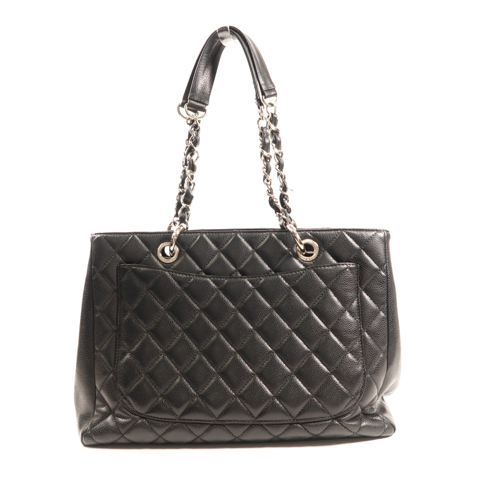 CHANEL 牛皮皮革GST Grand Shopping Tote Bag 銀扣鏈帶肩背袋
