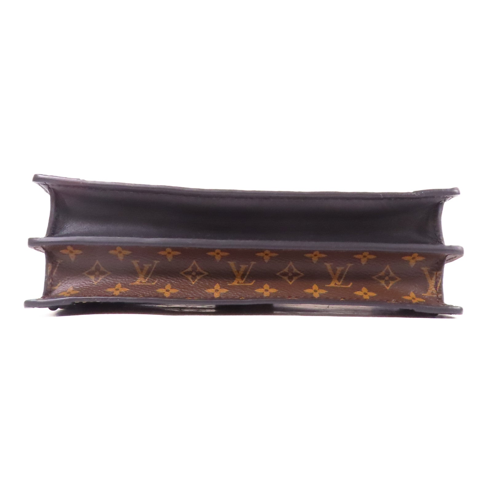 LOUIS VUITTON Monogram Reverse Trunk Clutch金扣肩背袋棕色