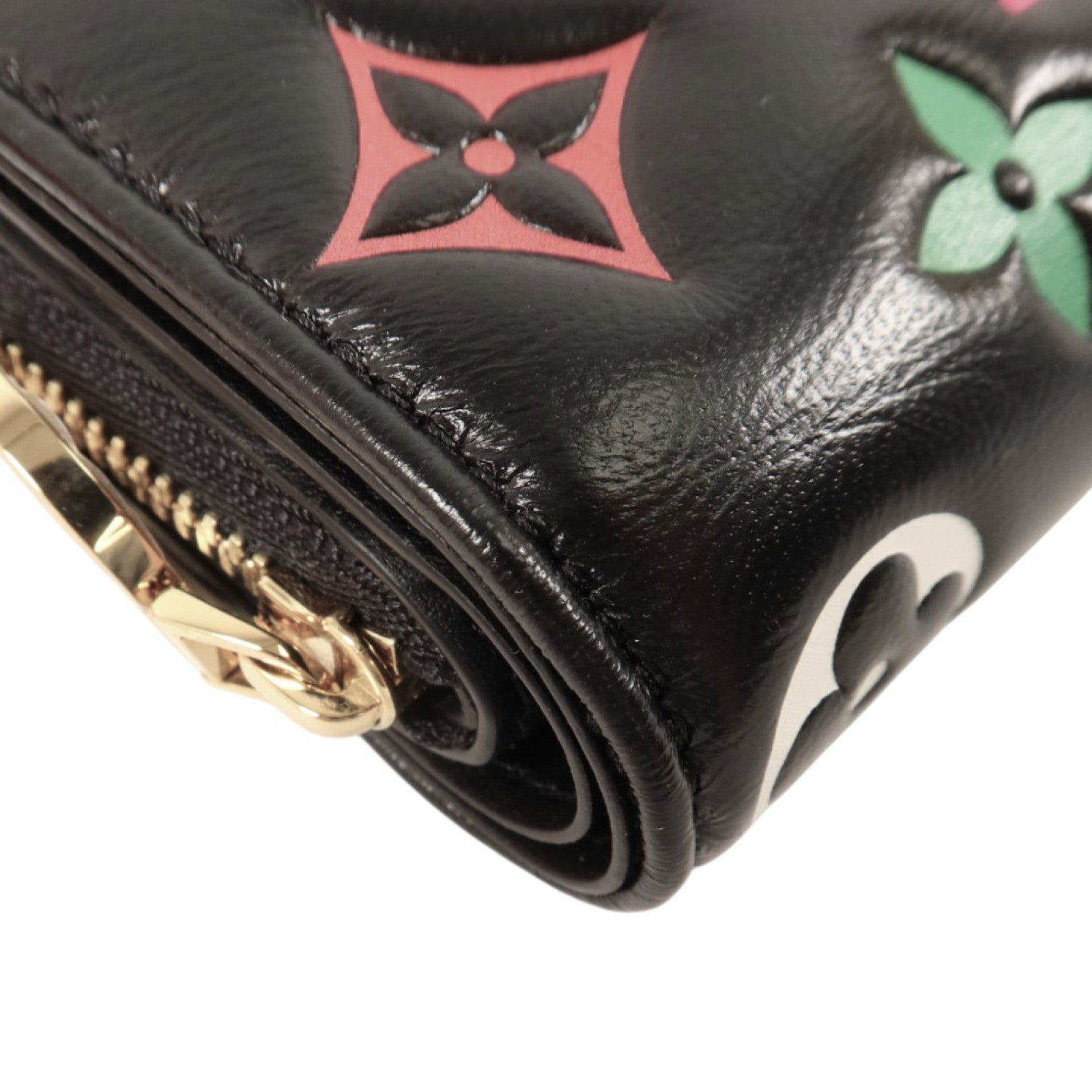 LOUIS VUITTON Monogram Embossed羊皮皮革LVxTM Lou Wallet金扣錢包