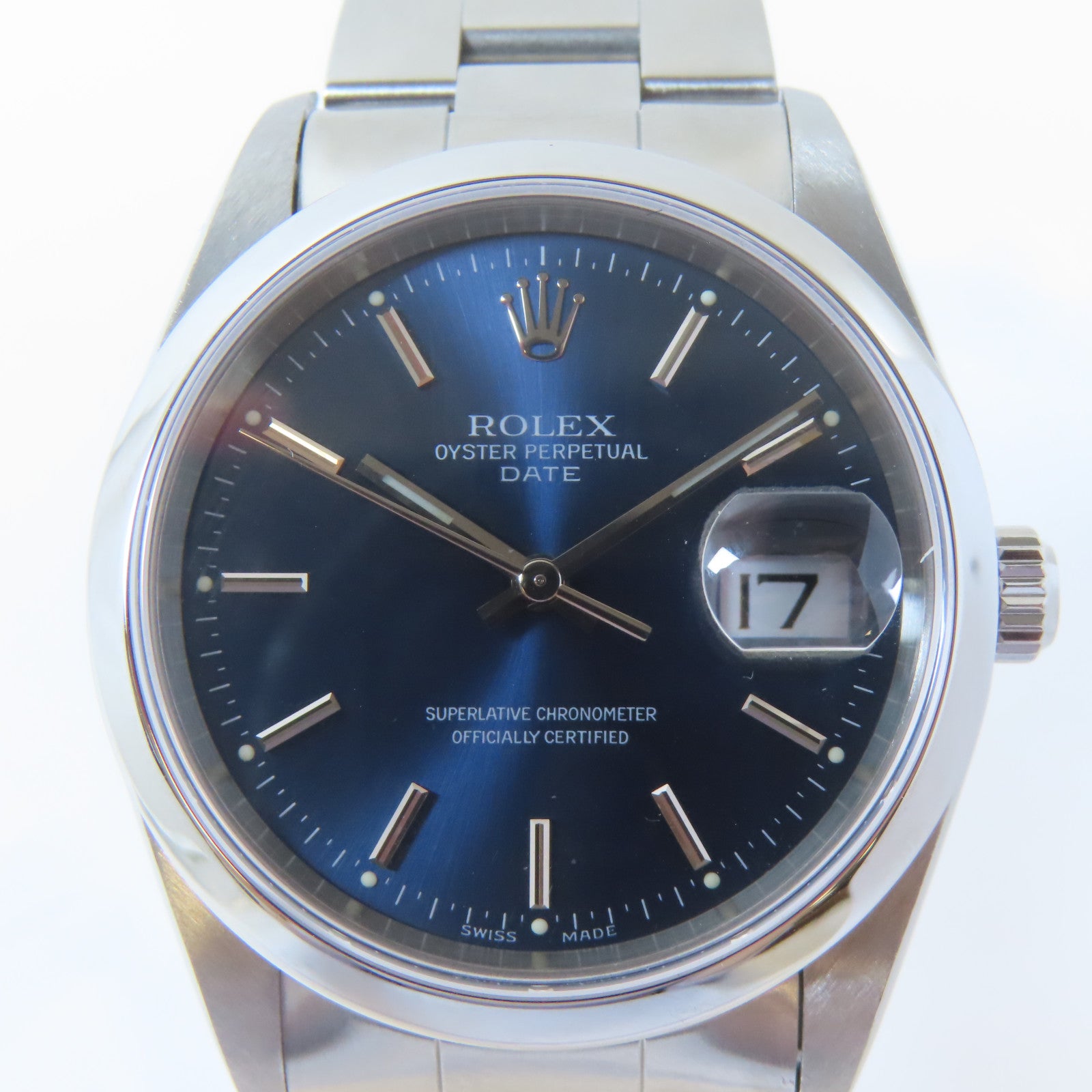 ROLEX Oyster Perpetual Date不鏽鋼手錶自動機芯藍色