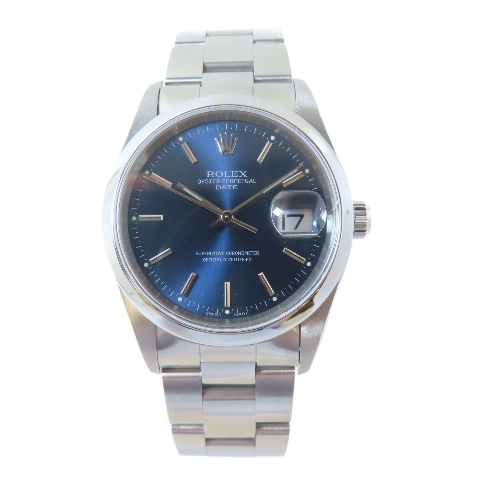 ROLEX Oyster Perpetual Date不鏽鋼手錶自動機芯藍色