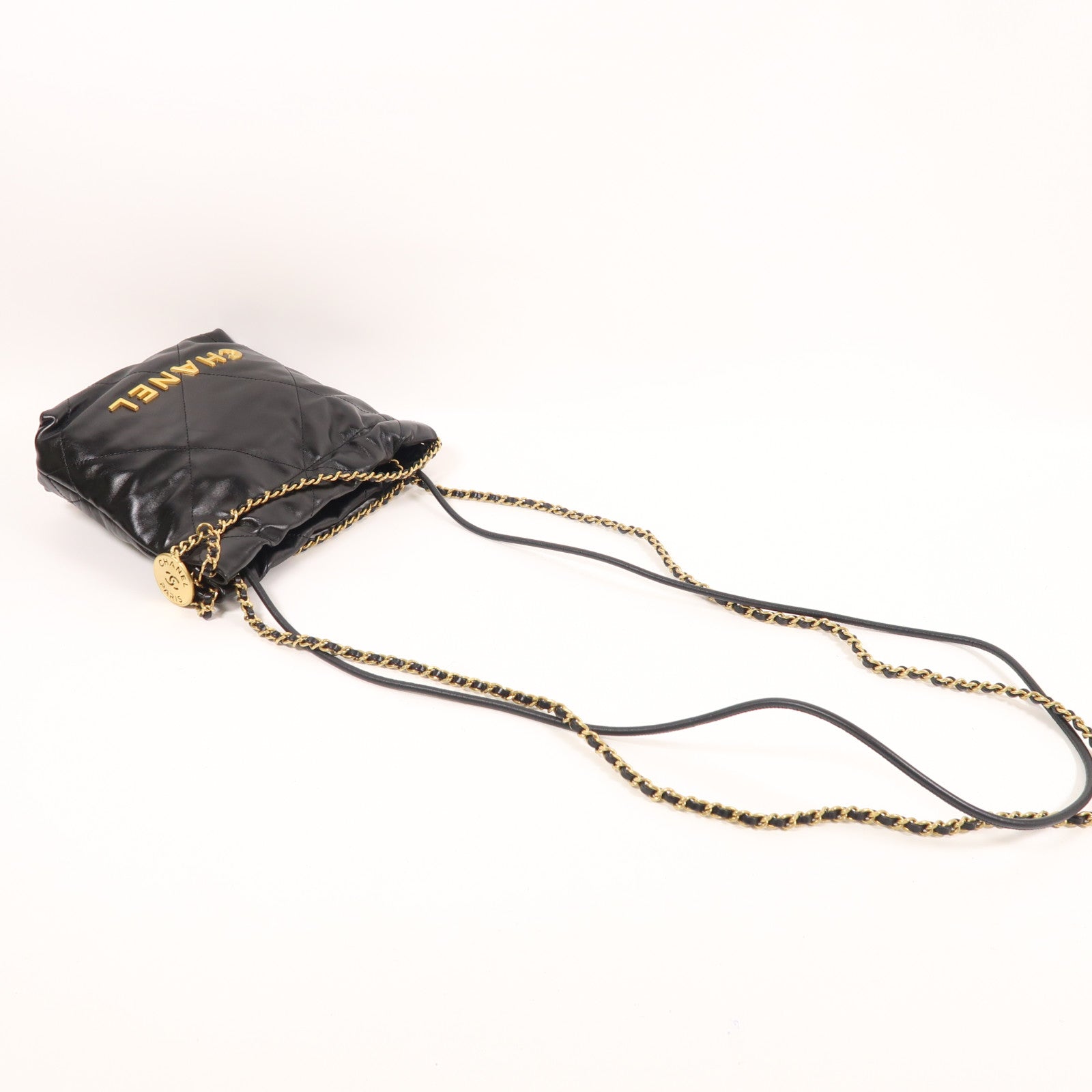 CHANEL 牛皮皮革Mini 22金扣手挽肩背兩用袋