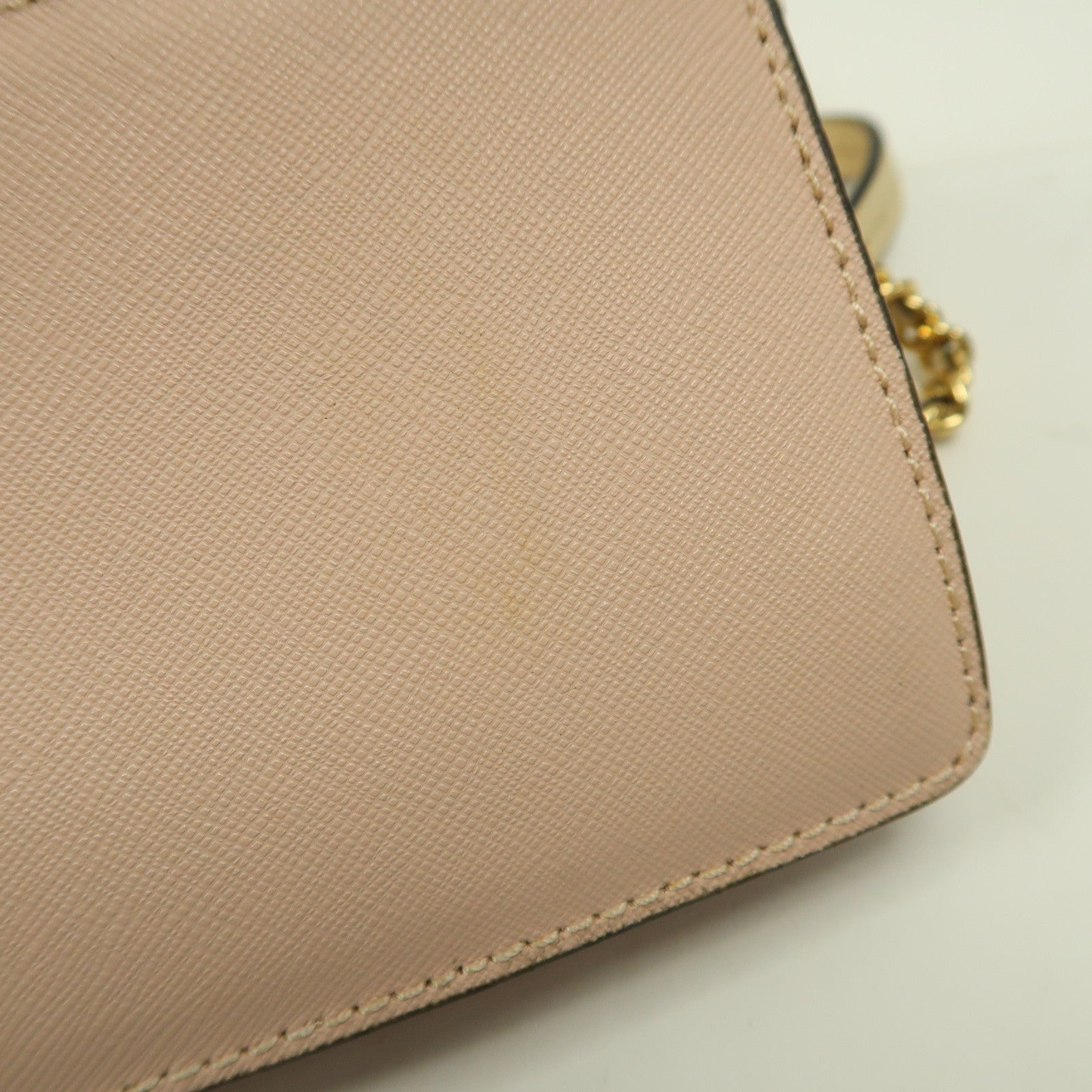 Tory Burch 【激減優惠】牛皮皮革Chain Shoulder金扣鏈帶肩背袋米色/粉紅色