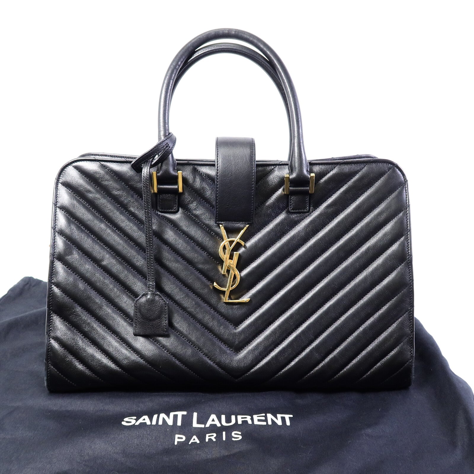 SAINT LAURENT 羊皮皮革Cabas Chyc金扣手挽袋