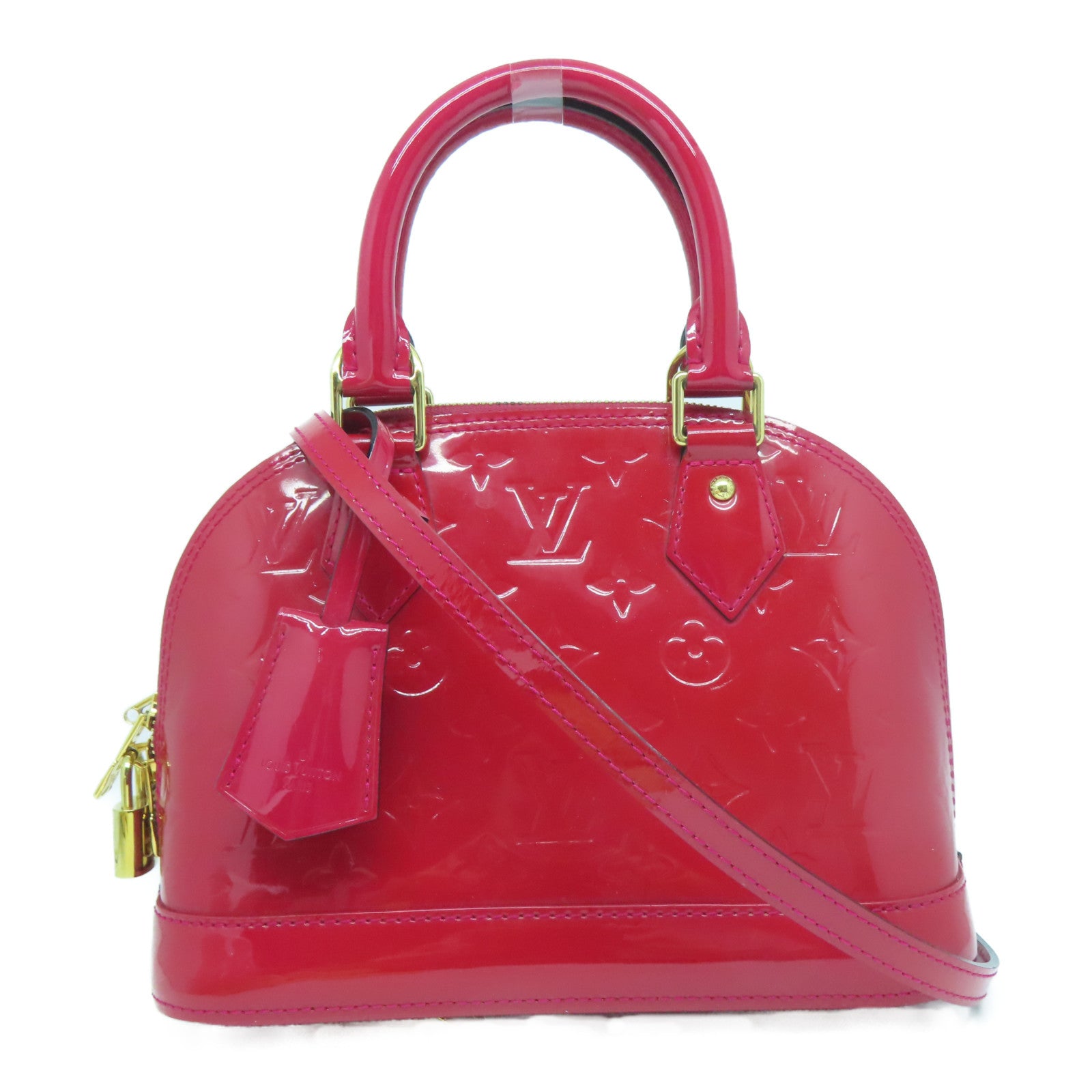 LOUIS VUITTON 【激減優惠】Monogram Vernis Alma BB金扣手挽肩背兩用袋紅色