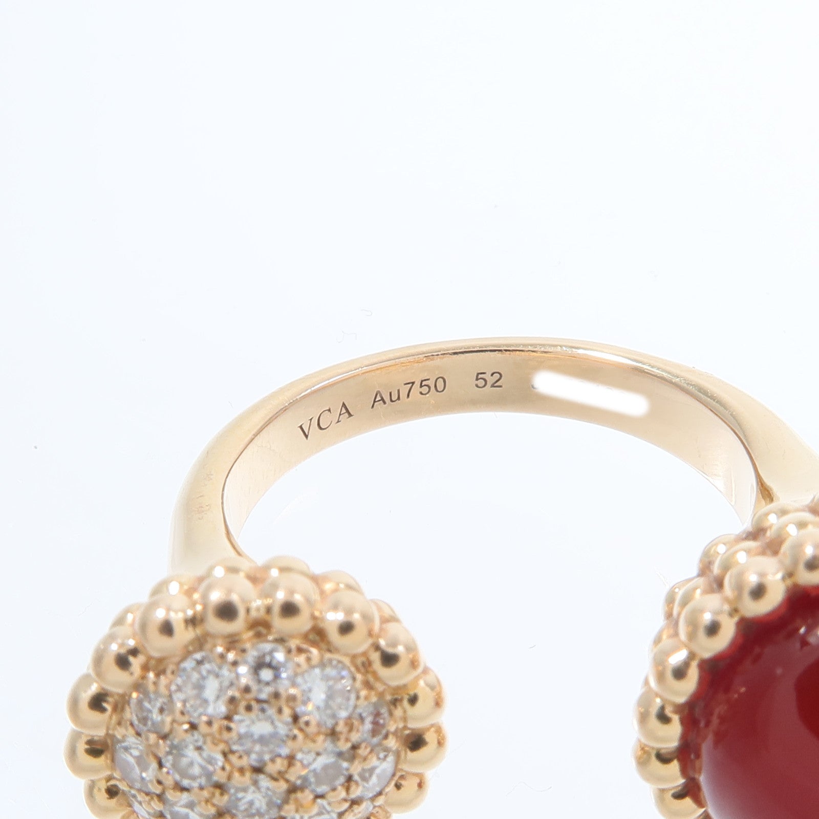 Van Cleef & Arpels 18K玫瑰金Prelee Couleurs Betwenn The Finger紅玉髓/鑽石戒指