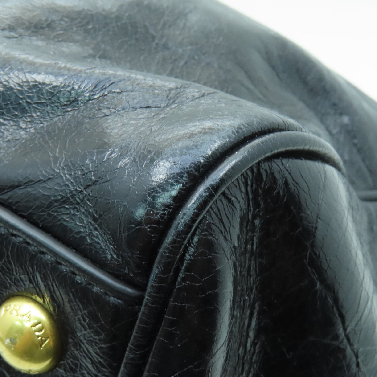 PRADA 【激減優惠】牛皮皮革2way Shoulder Bag金扣手挽肩背兩用袋黒色