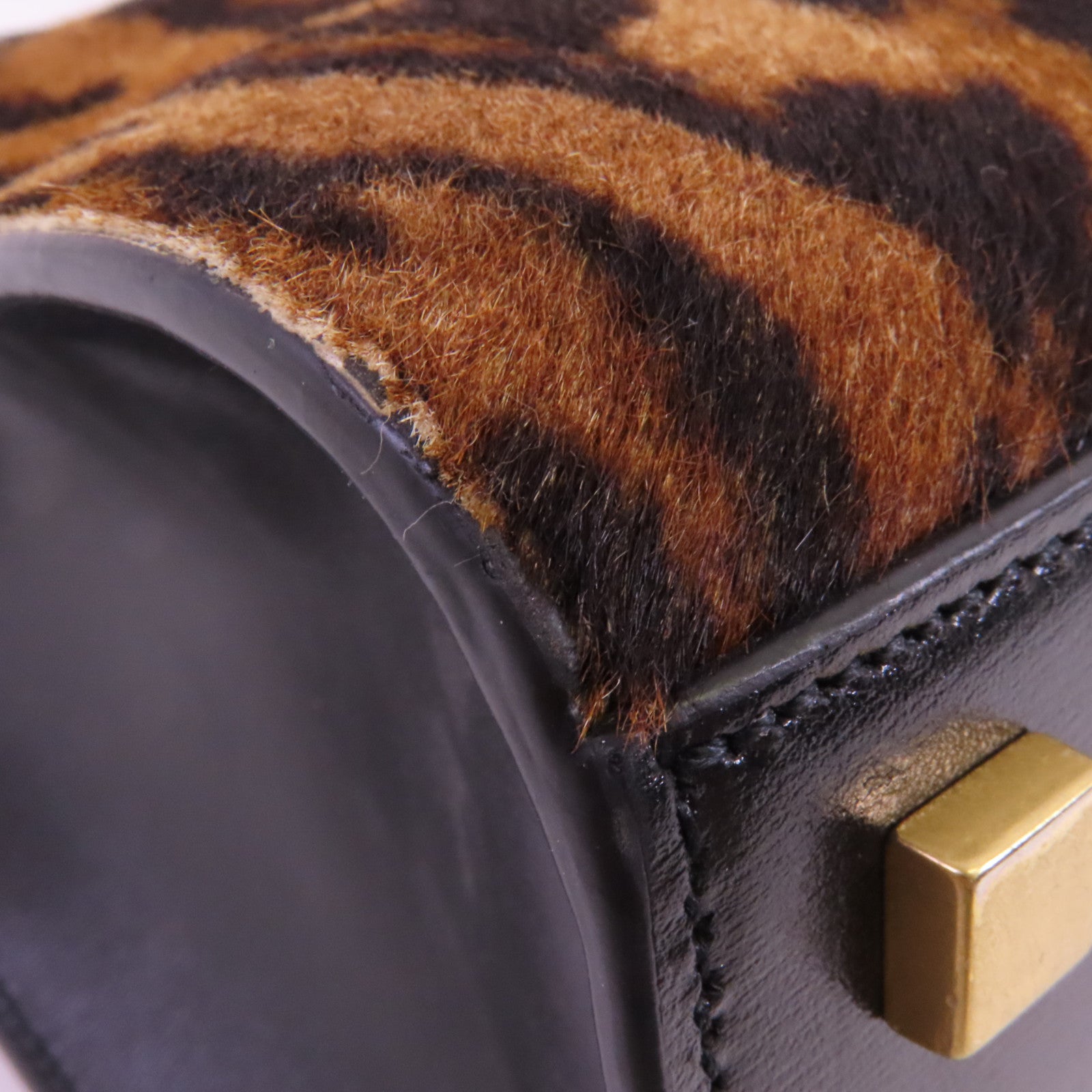 SAINT LAURENT 馬毛Manhattan金扣手挽肩背兩用袋