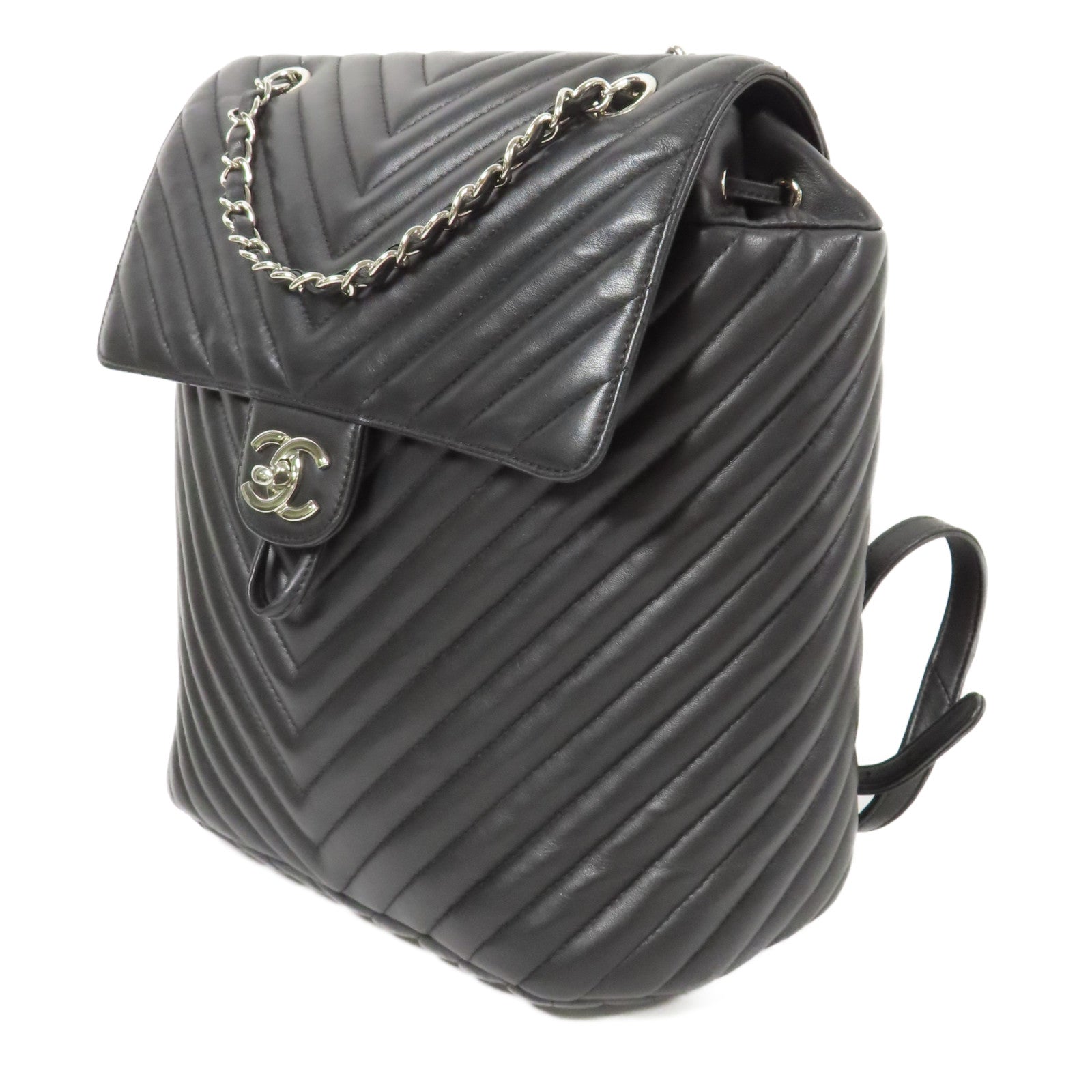 CHANEL 牛皮皮革Urban Spirit Backpack銀扣背包