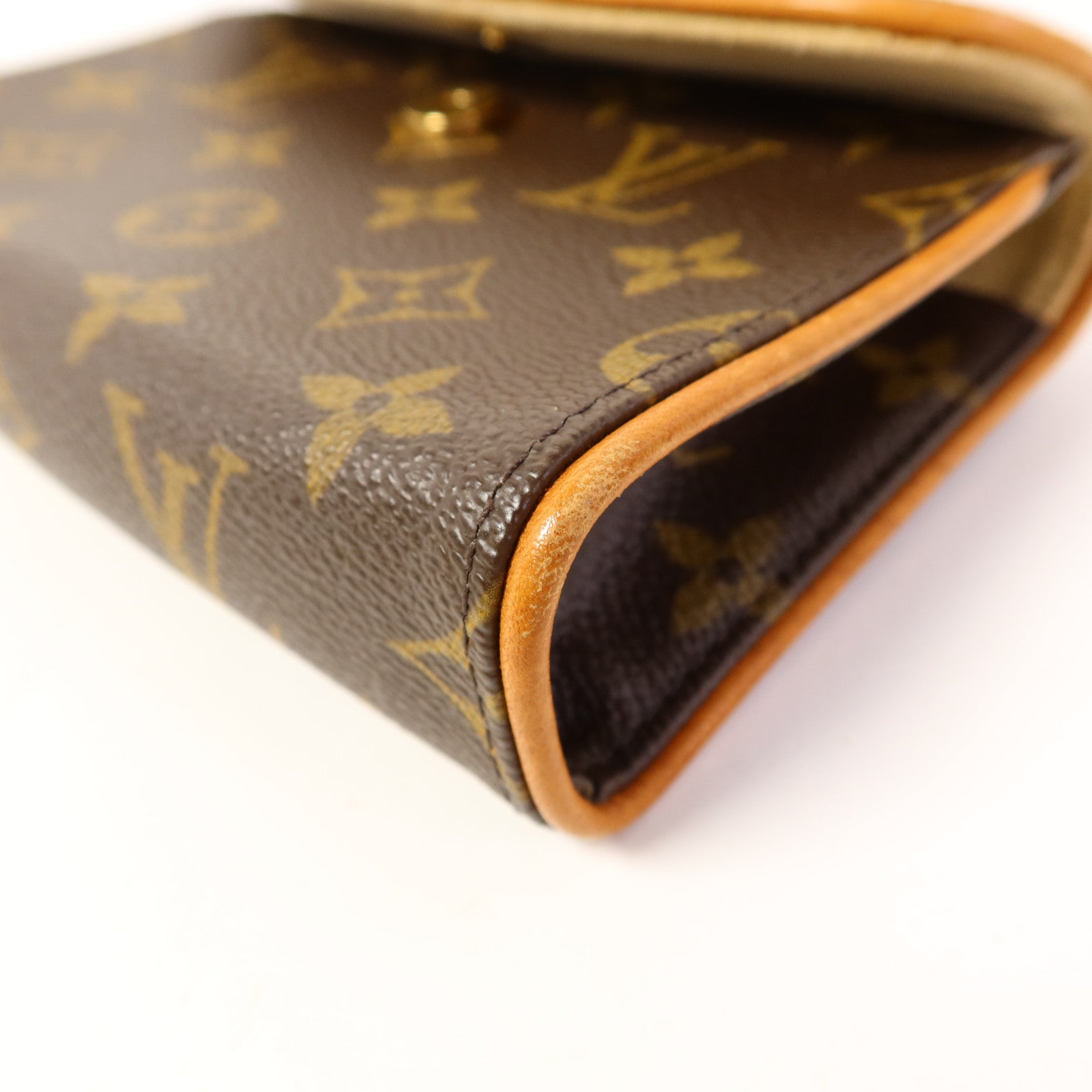 LOUIS VUITTON Monogram Pochette Florentine金扣腰包棕色