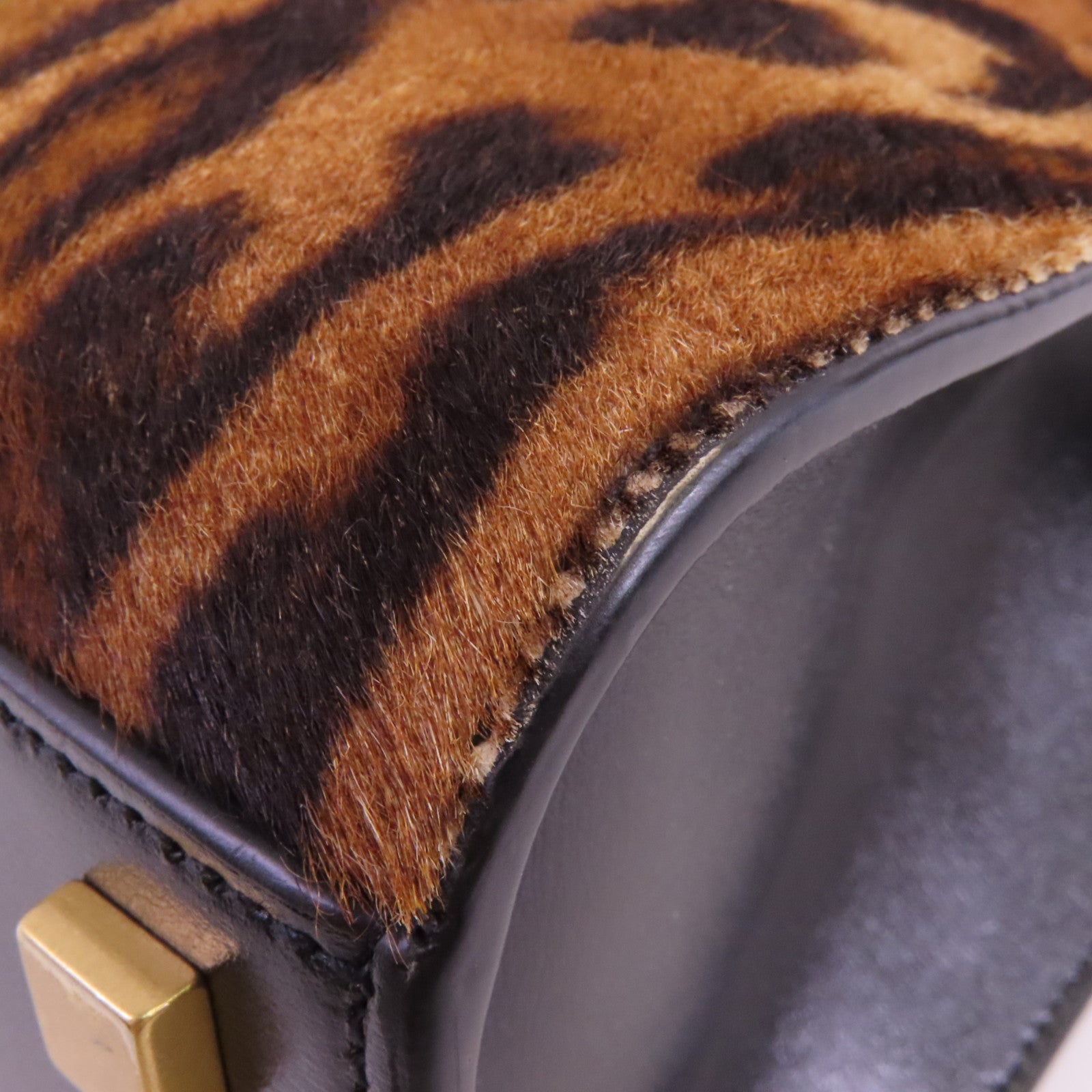 SAINT LAURENT 馬毛Manhattan金扣手挽肩背兩用袋