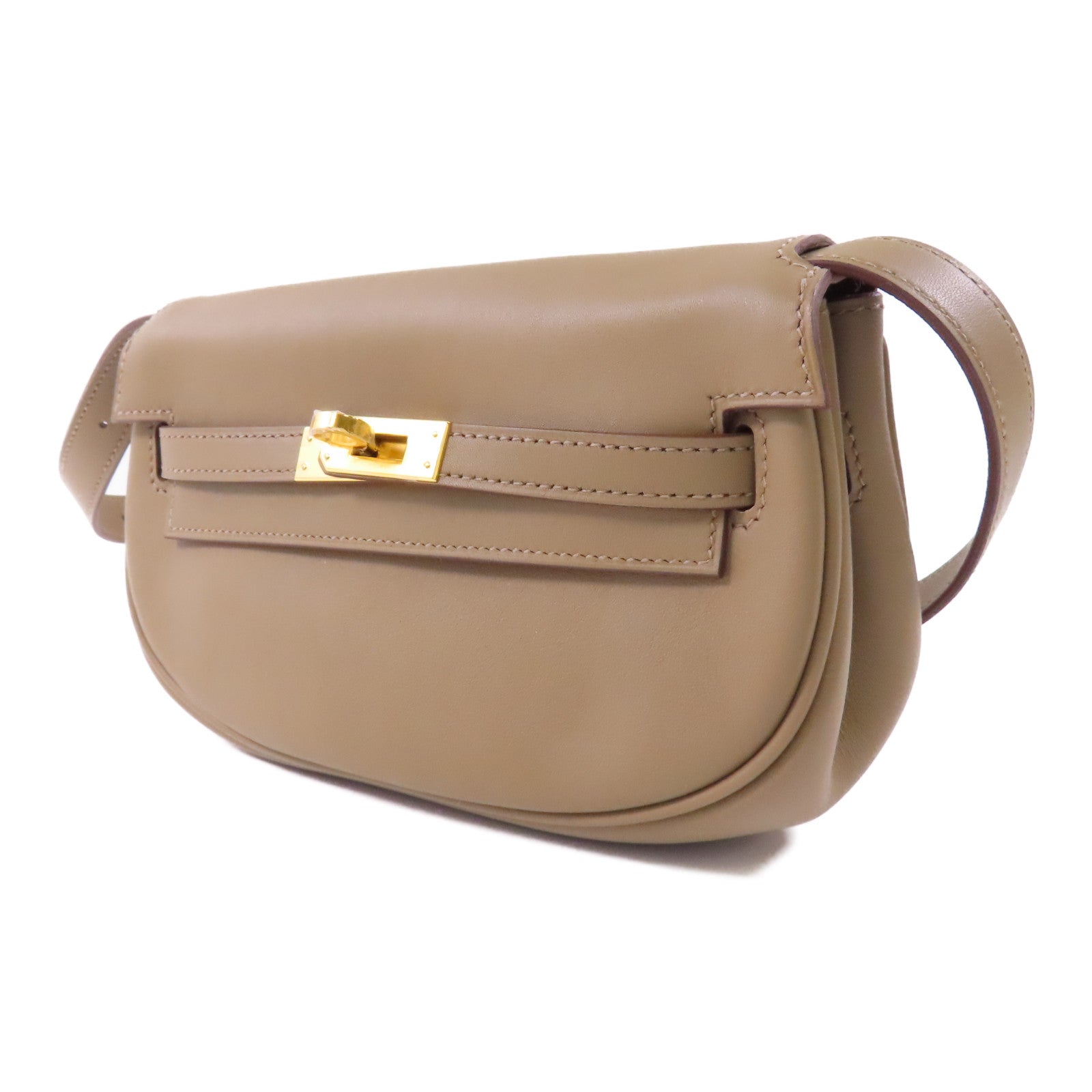 HERMES 【激減優惠】Veau Swift皮革Kelly Moove金扣肩背袋Etoupe