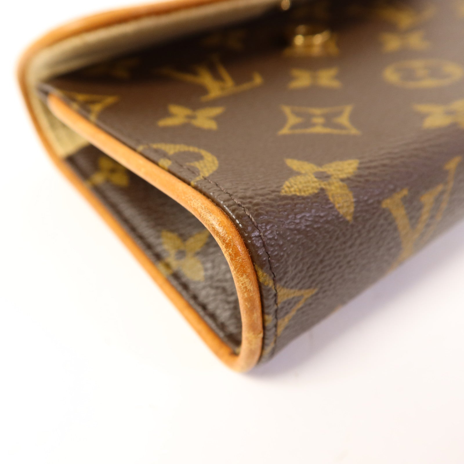 LOUIS VUITTON Monogram Pochette Florentine金扣腰包棕色