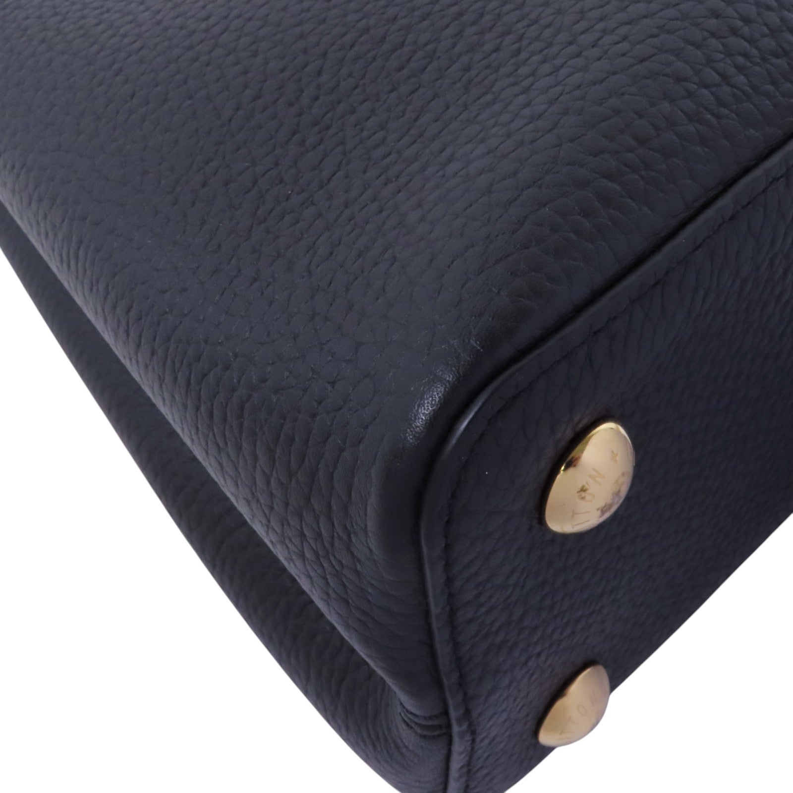 LOUIS VUITTON Taurillon Leather Capucines MM金扣手挽肩背兩用袋