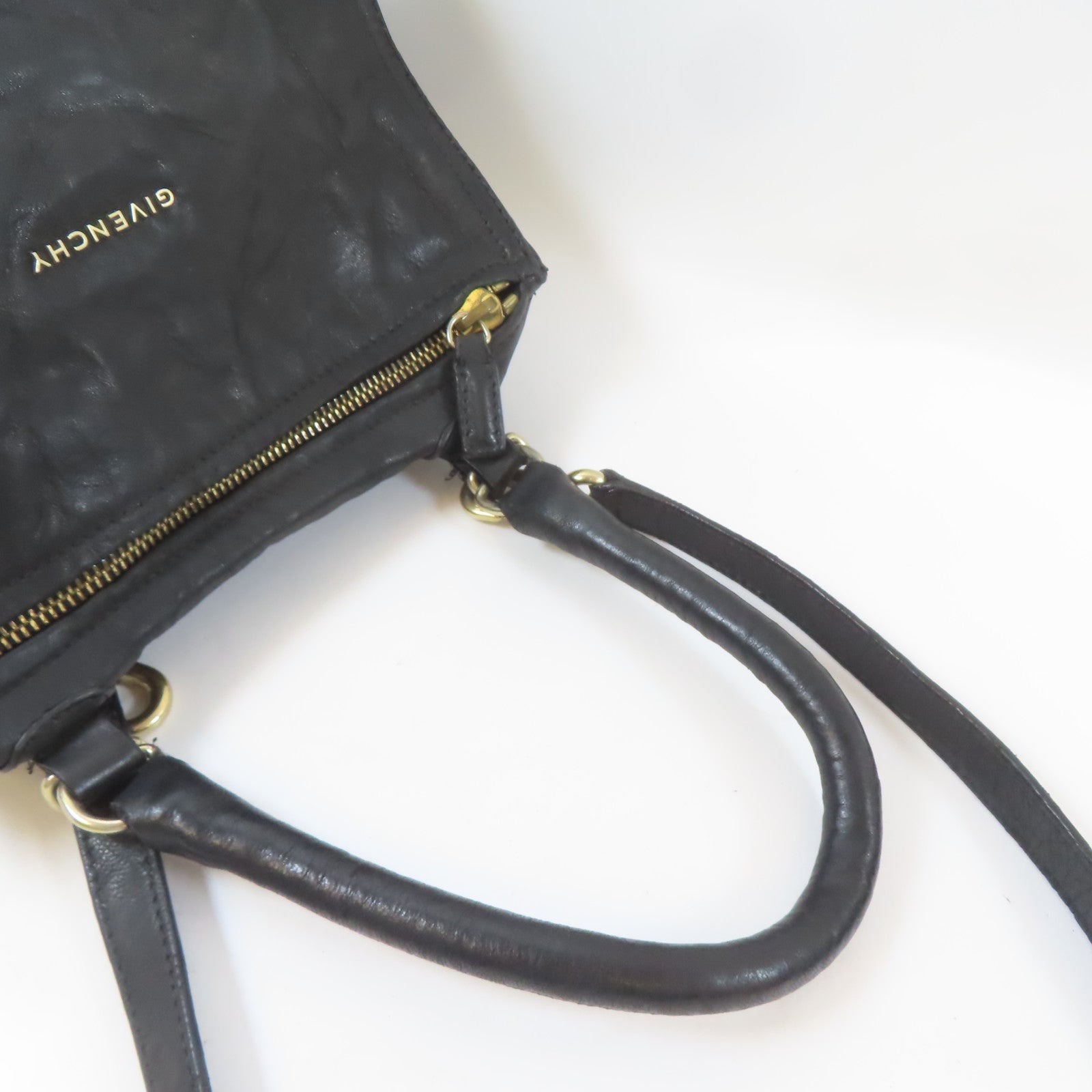 GIVENCHY 牛皮皮革Pandora Bag金扣手挽肩背兩用袋黑色