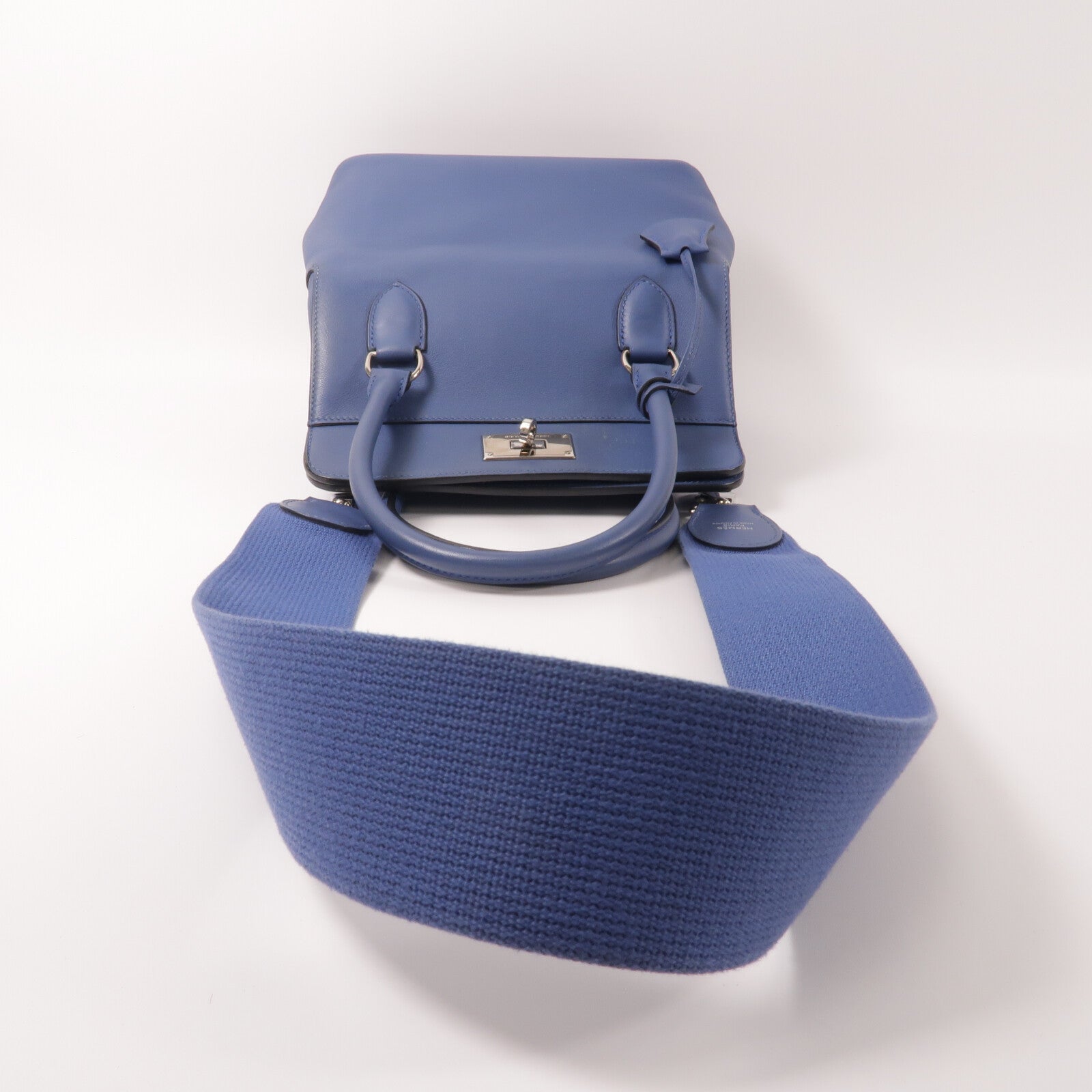HERMES Swift皮革Toolbox 20手挽肩背兩用袋Bleu Agate