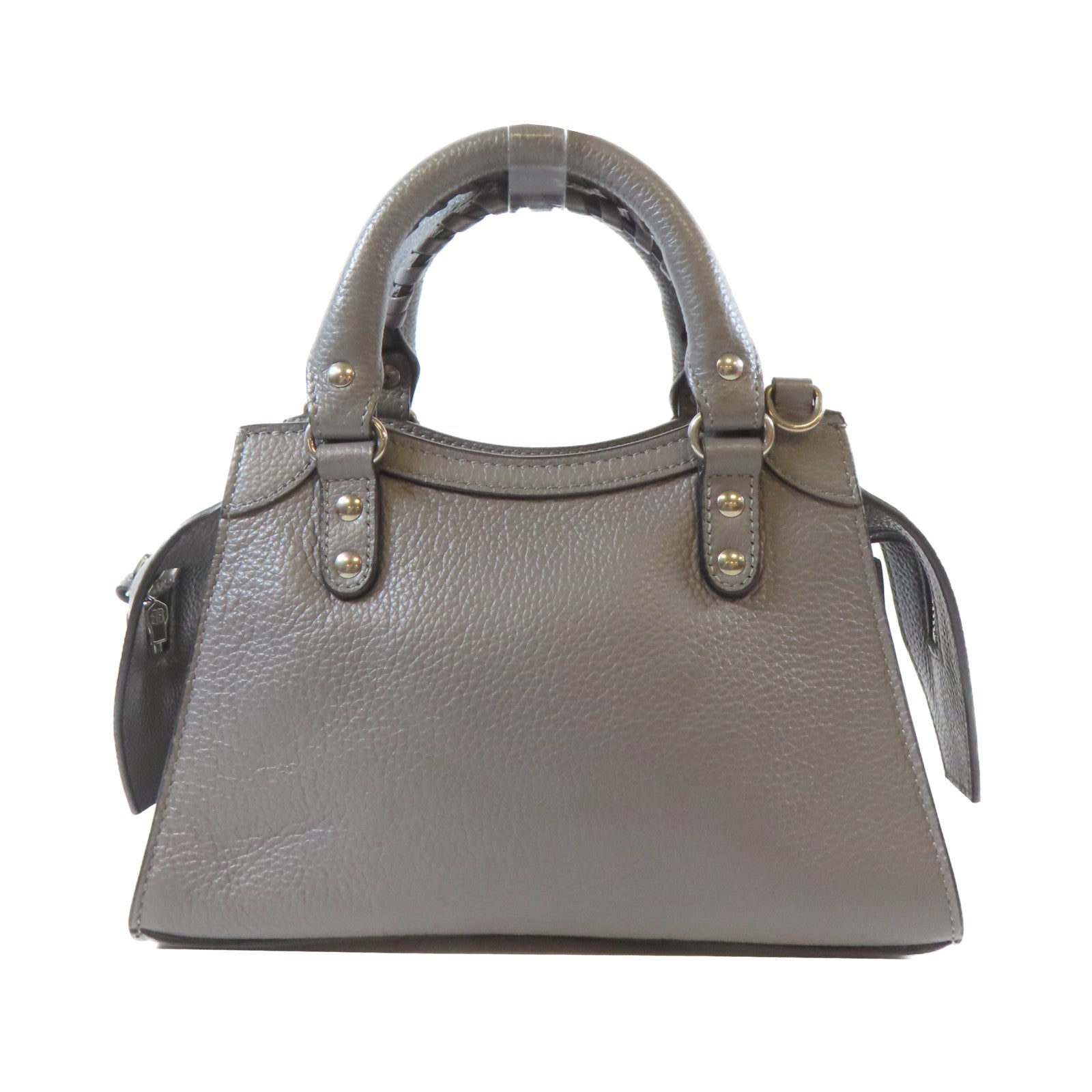 BALENCIAGA 【激減優惠】牛皮皮革Mini Neo Classic 2 Way Shoulder Bag銀扣手挽肩背兩用袋灰色