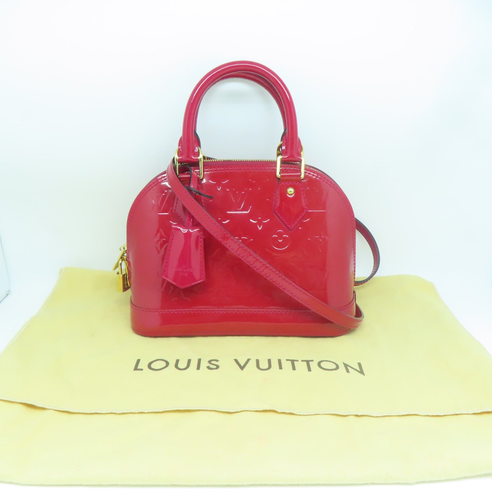 LOUIS VUITTON 【激減優惠】Monogram Vernis Alma BB金扣手挽肩背兩用袋紅色