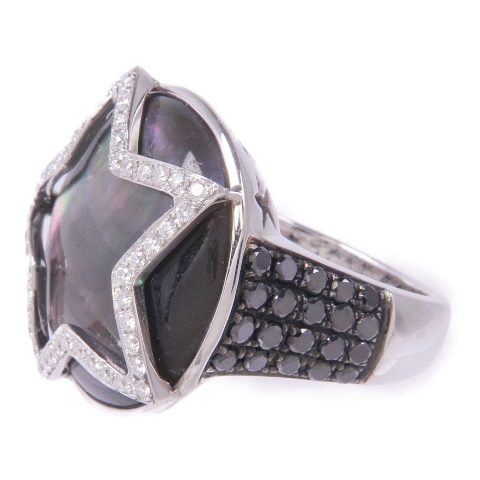 JEWELRY 【激減優惠】18K白金/黑鑽/貝殼Diamond Ring鑽石戒指US#5.5