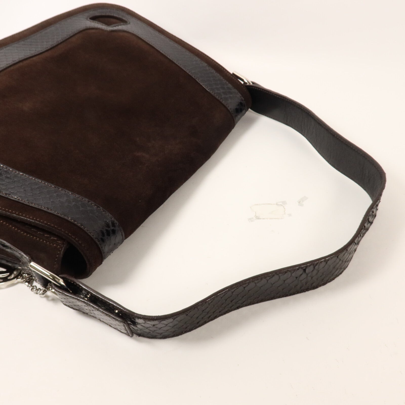 CARTIER 麂皮皮革/蛇皮皮革Marcello Saddle Bag手挽肩背兩用袋