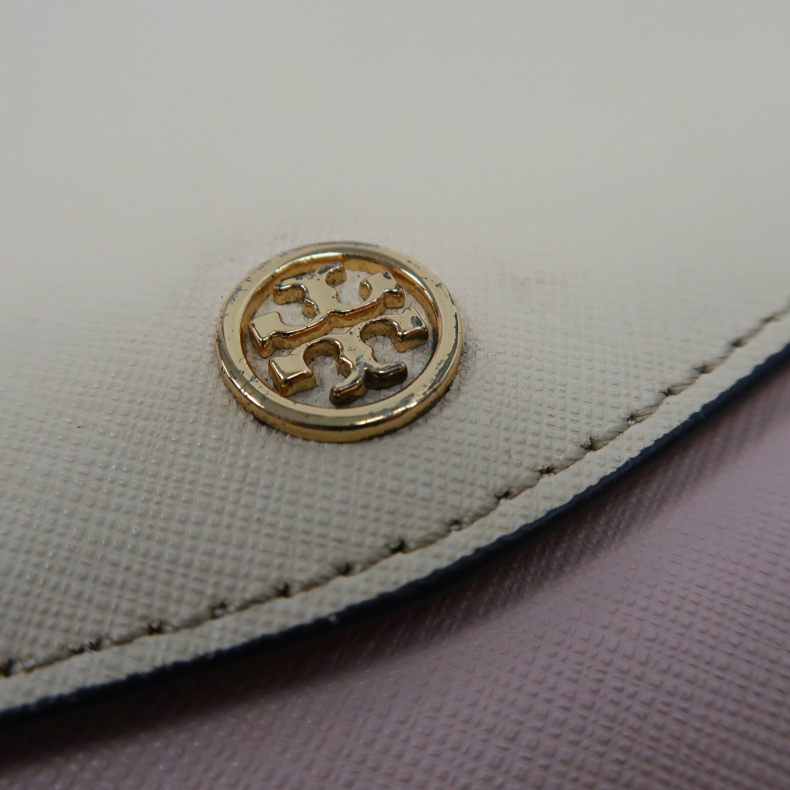 Tory Burch 【激減優惠】牛皮皮革Chain Shoulder金扣鏈帶肩背袋米色/粉紅色